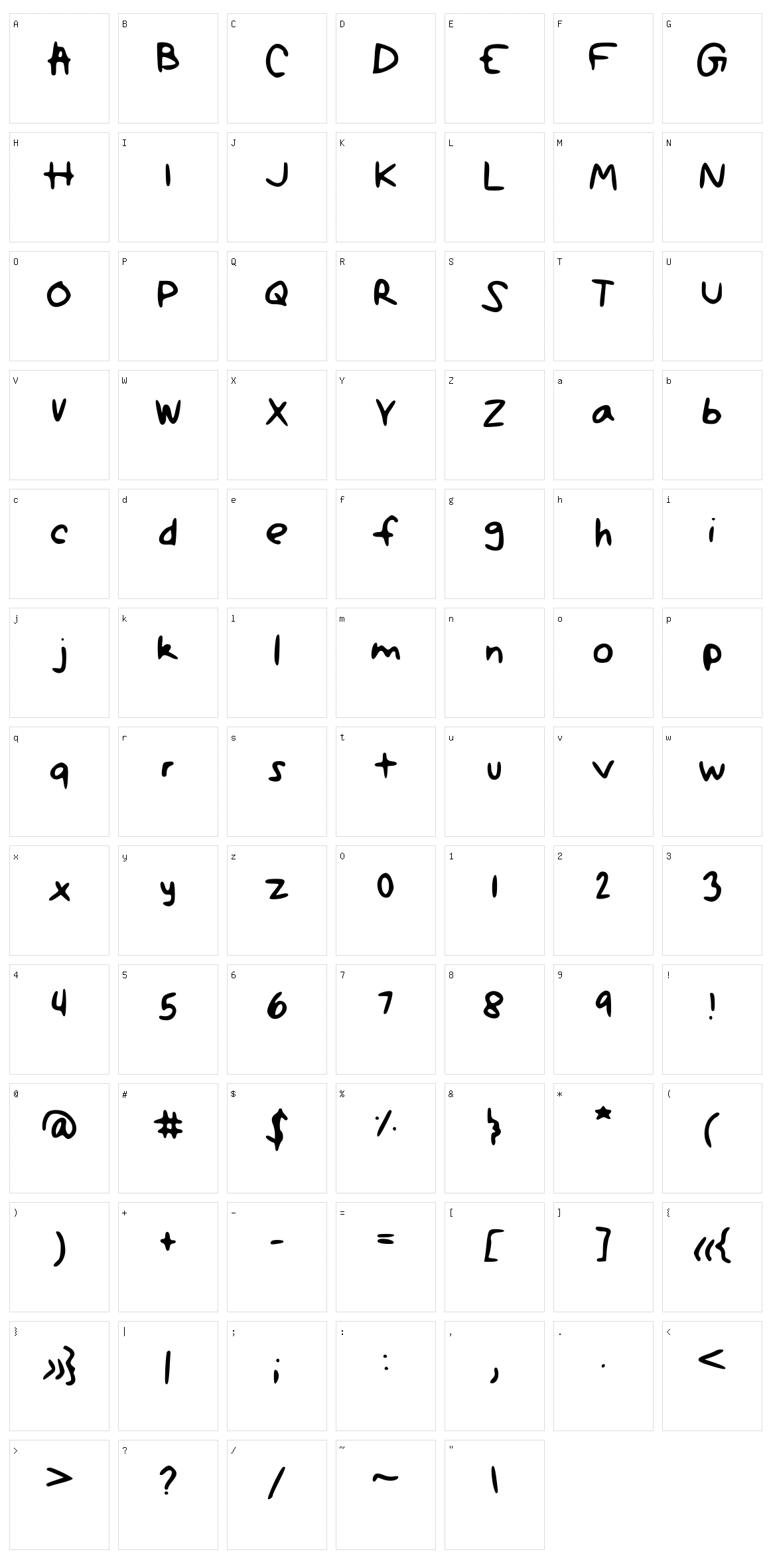 Shelby Character Set