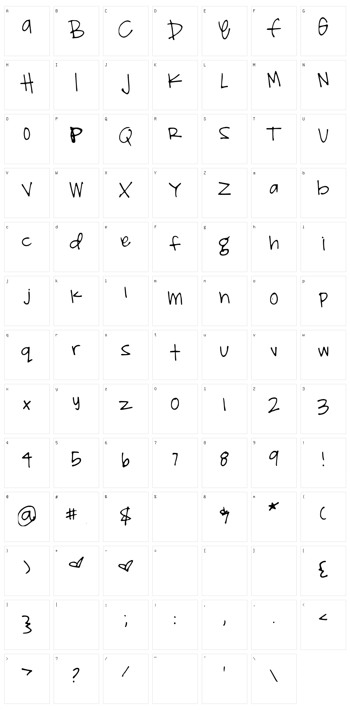 Shelby Print Character Set
