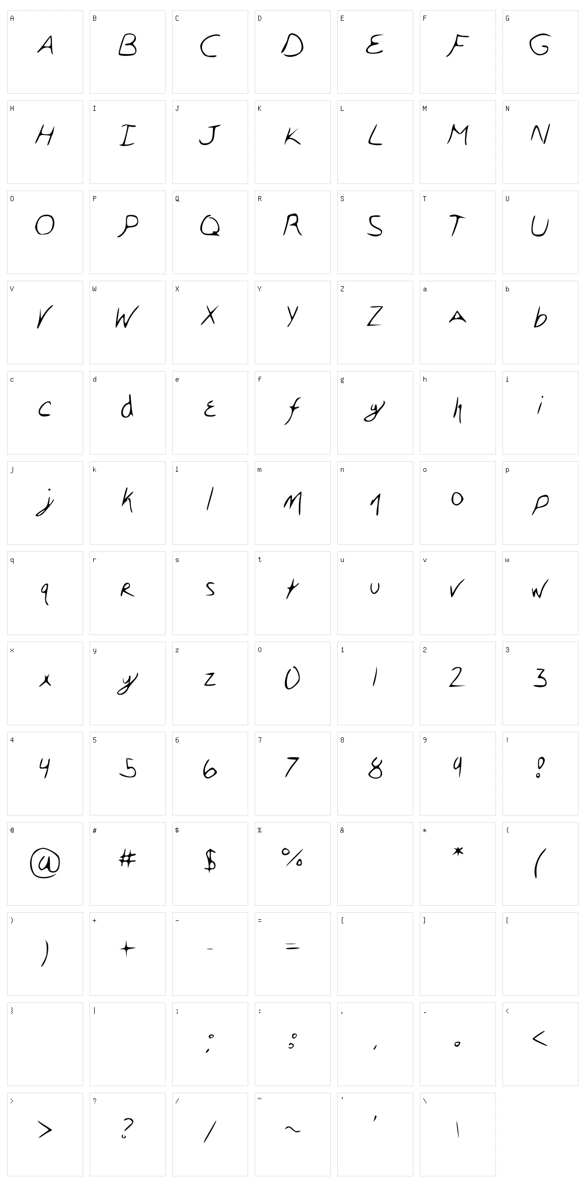 Sherlox Character Set