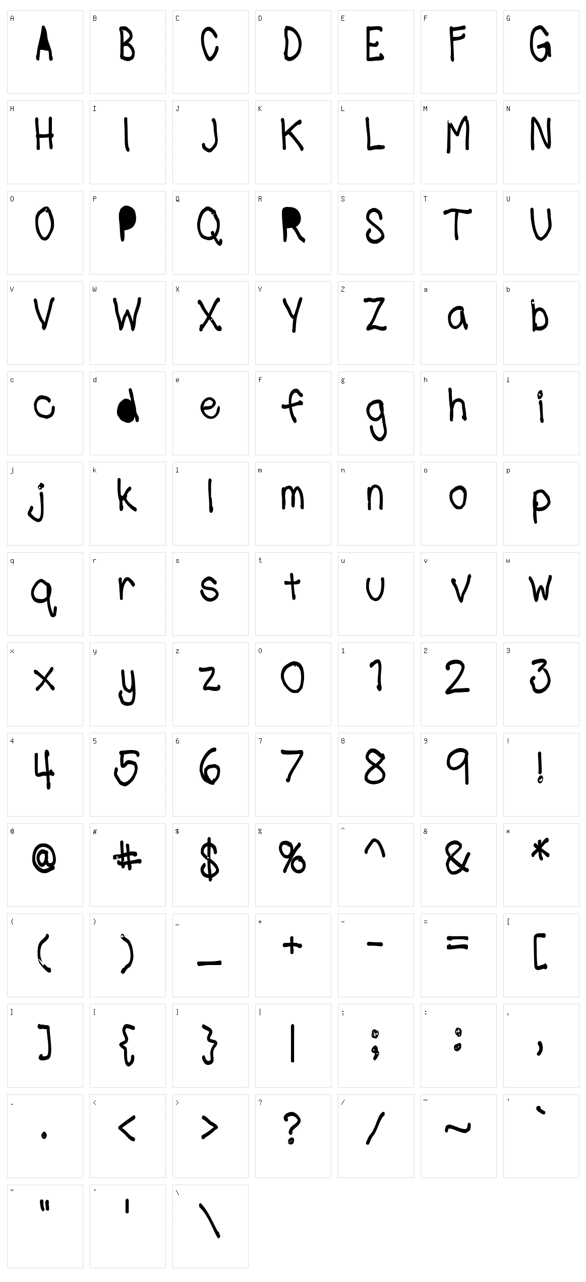Shmess Character Set