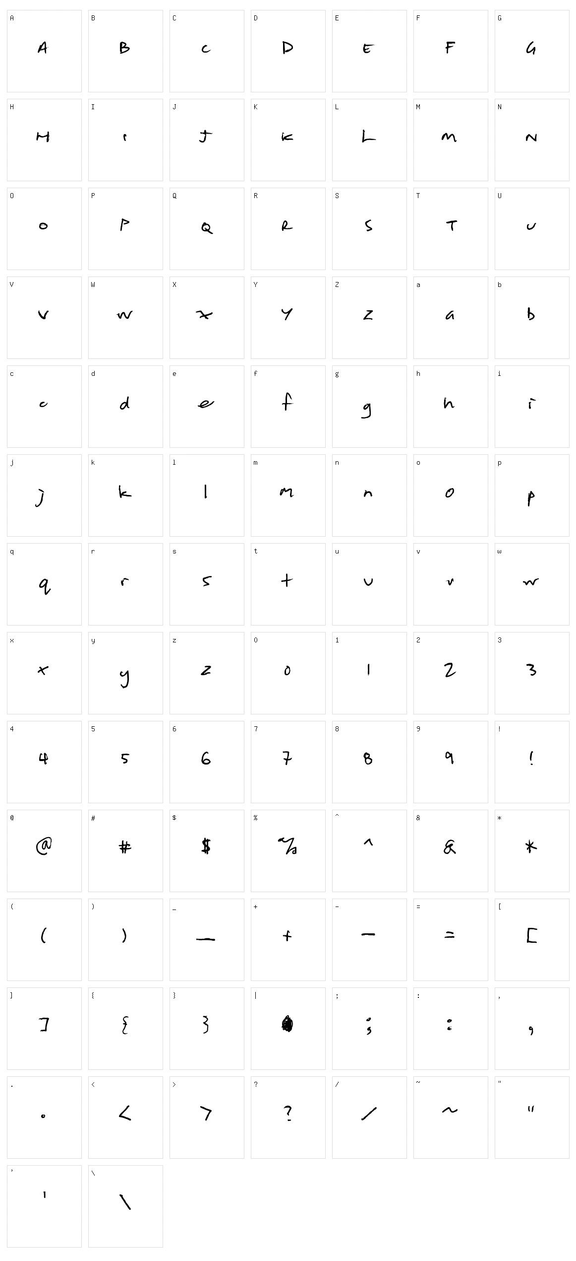 Shopping List Character Set