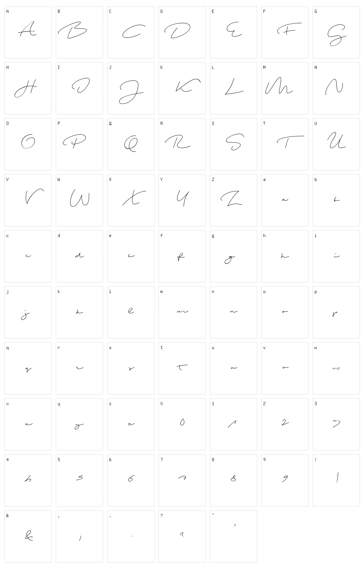 Shopping Script Character Set