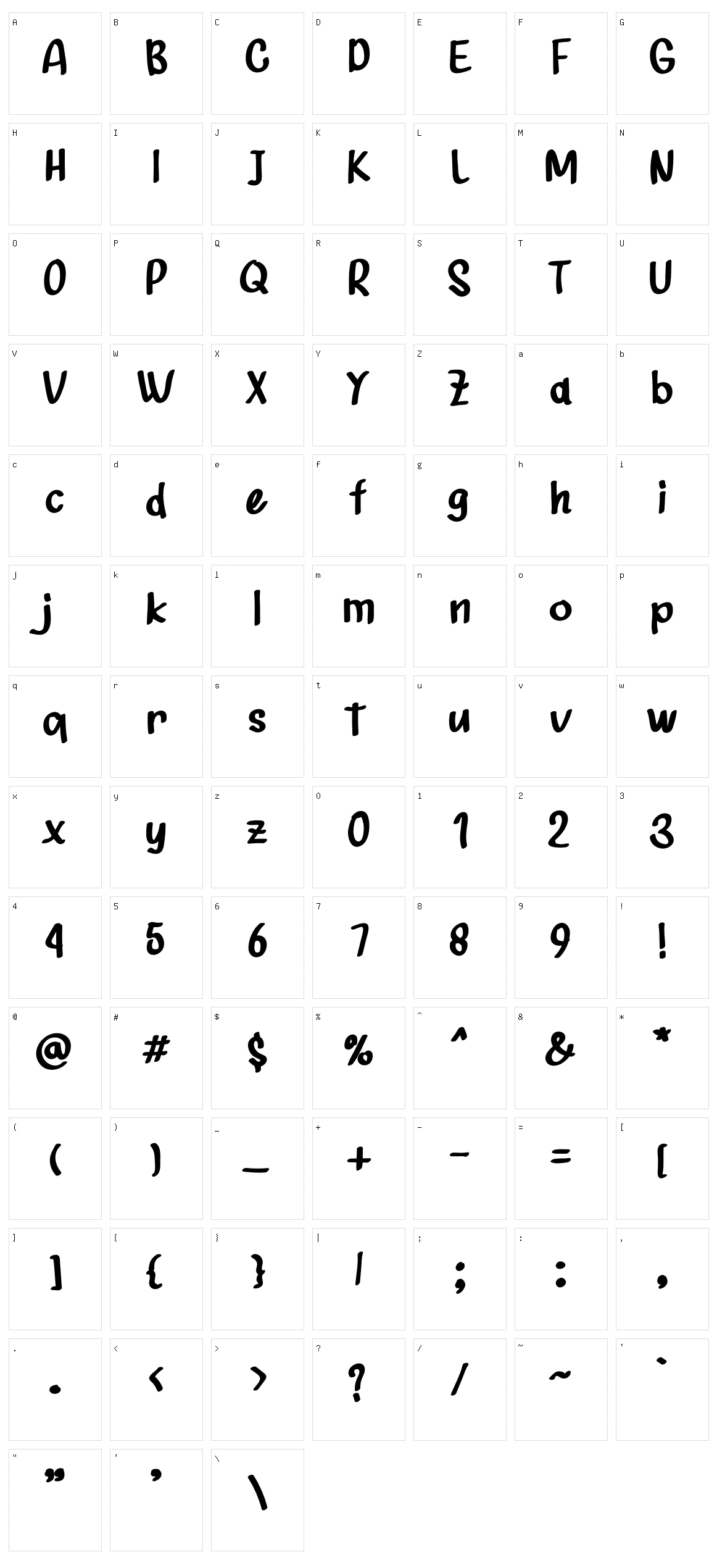 Shunshise Character Set