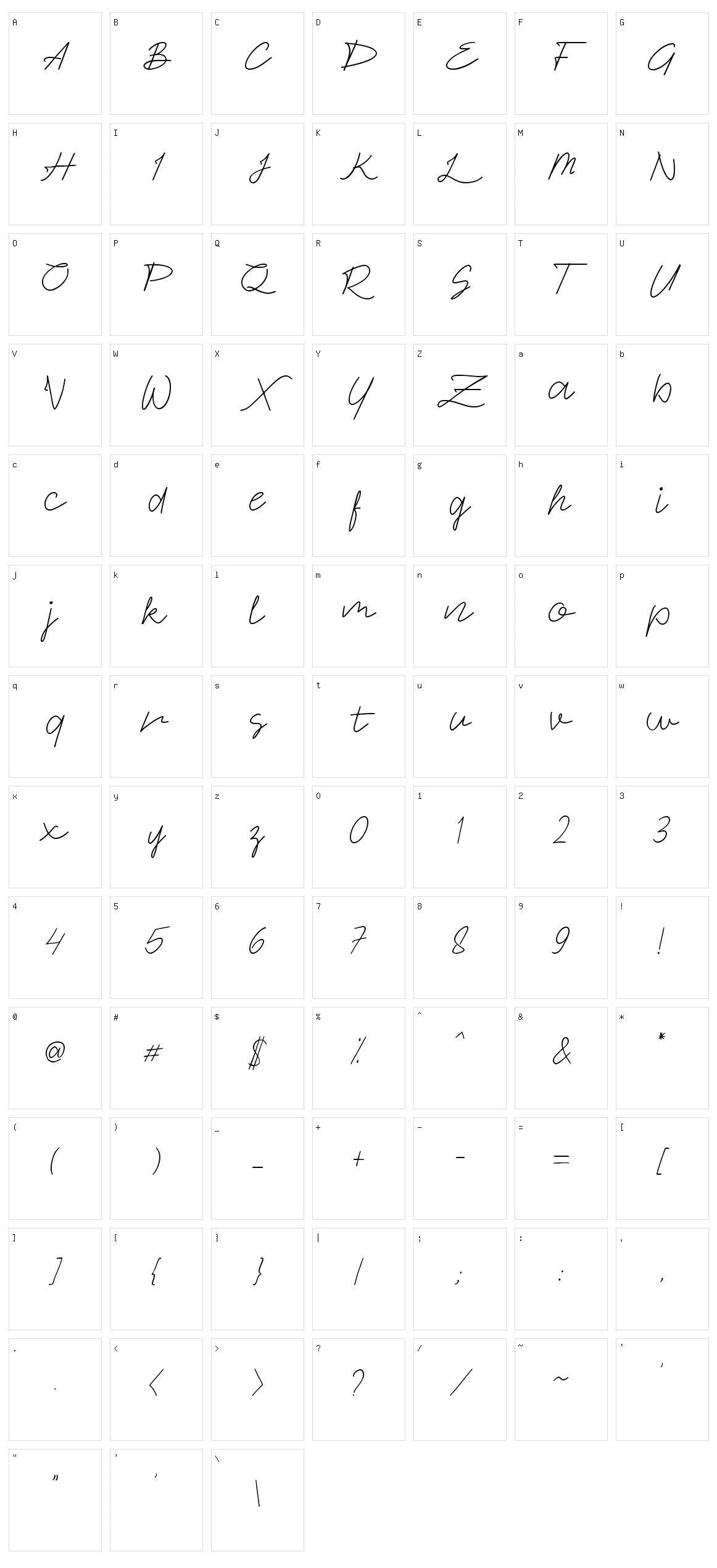 Signaday Character Set