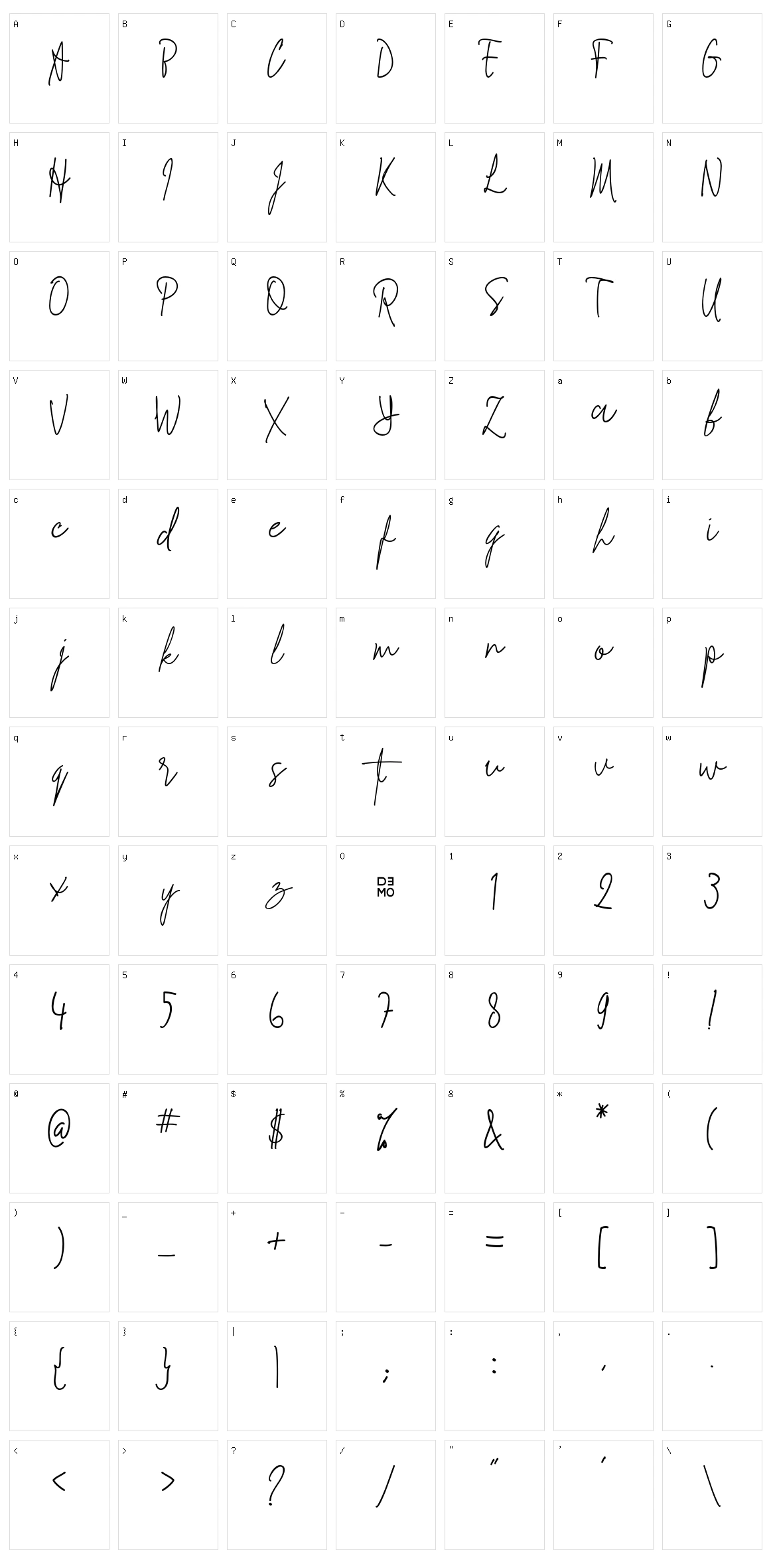 Signathy Character Set