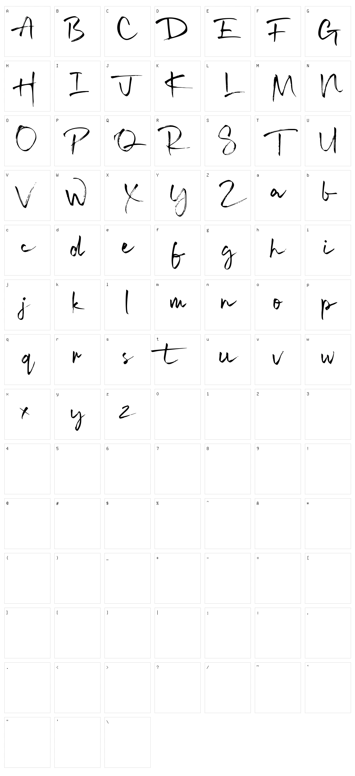 Signatime Character Set