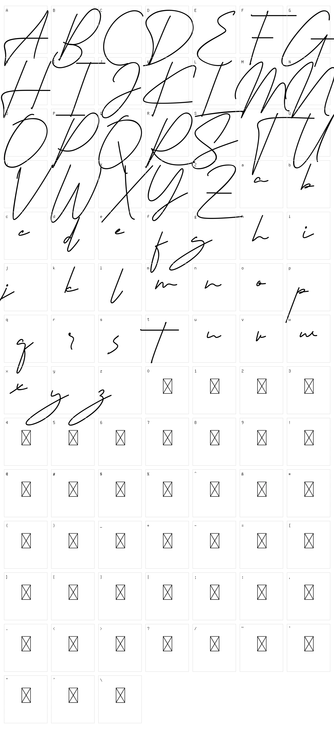 Signaturex Character Set