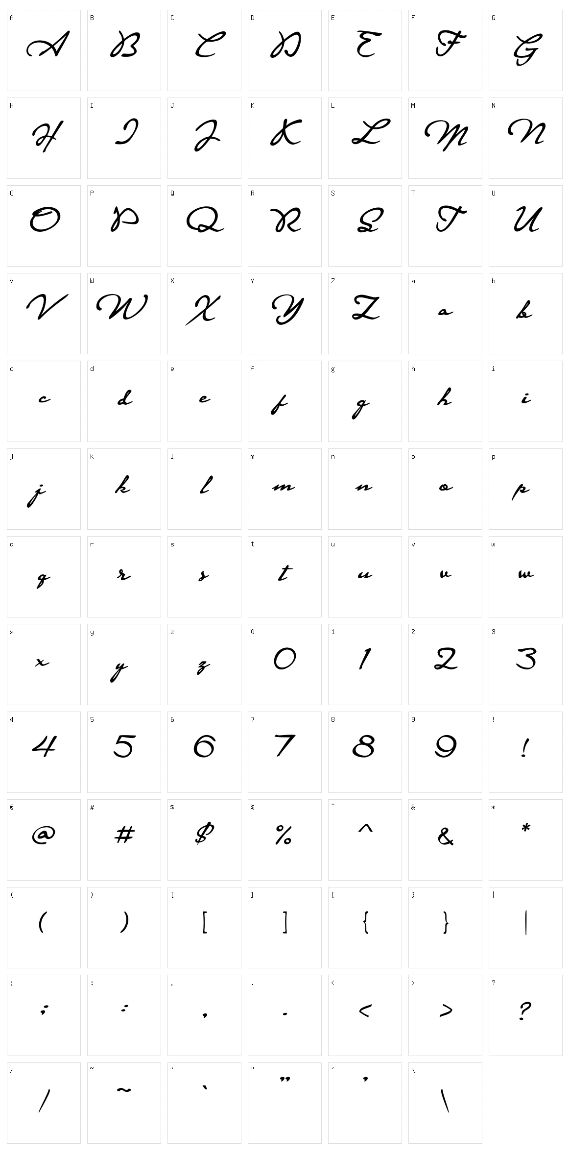 Signaturia Character Set