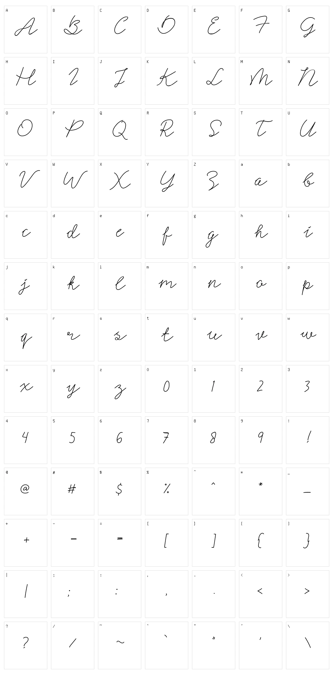 Signerella Script Character Set