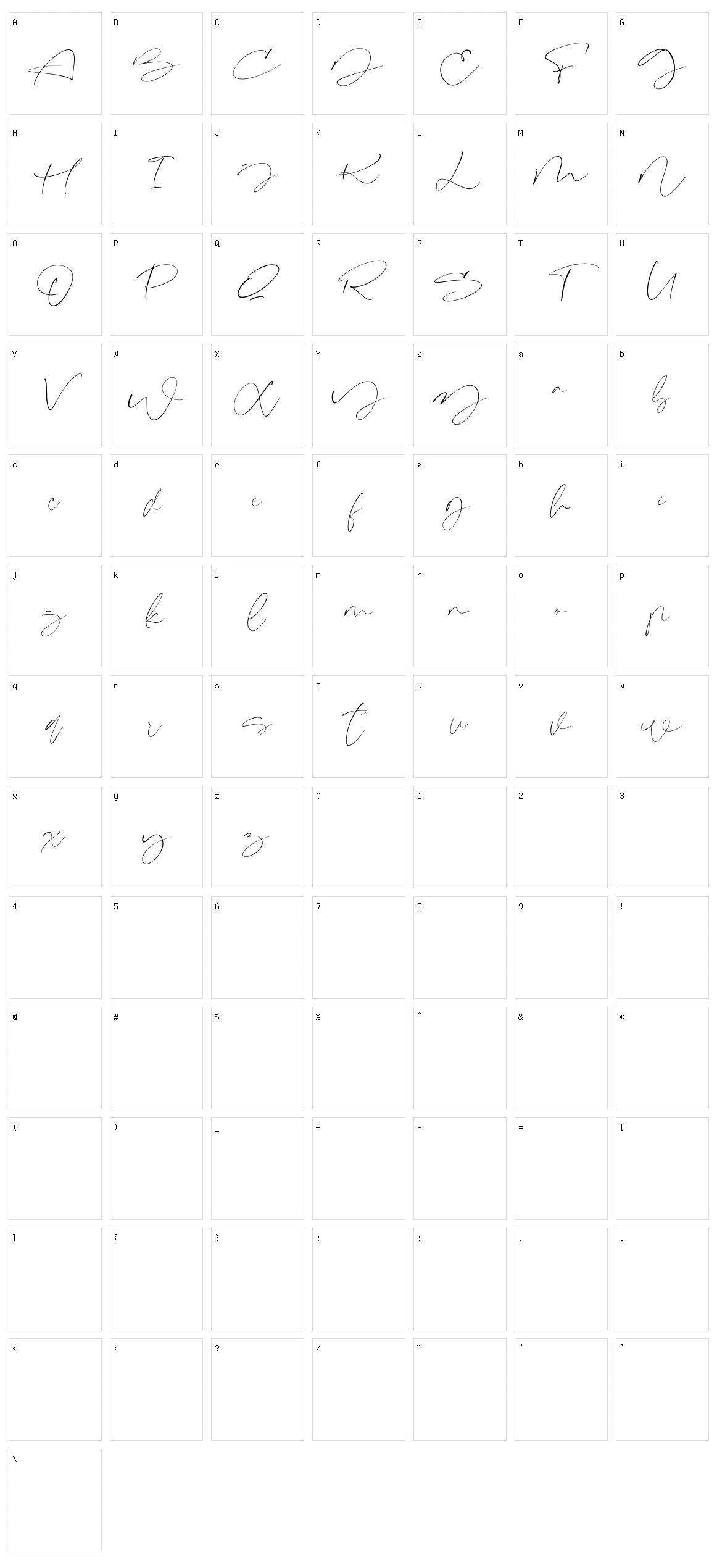 Signeritta Character Set