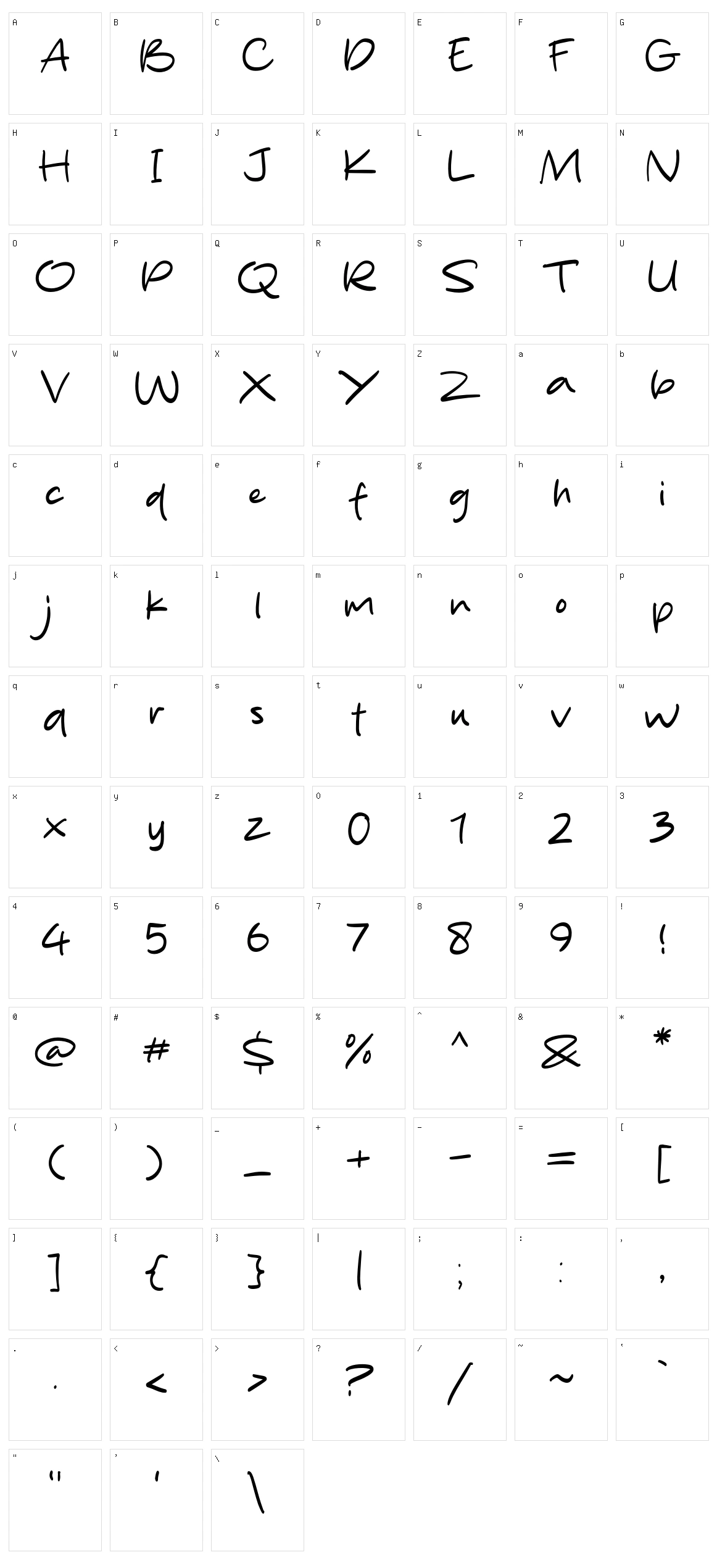 Silent Handwritting Character Set