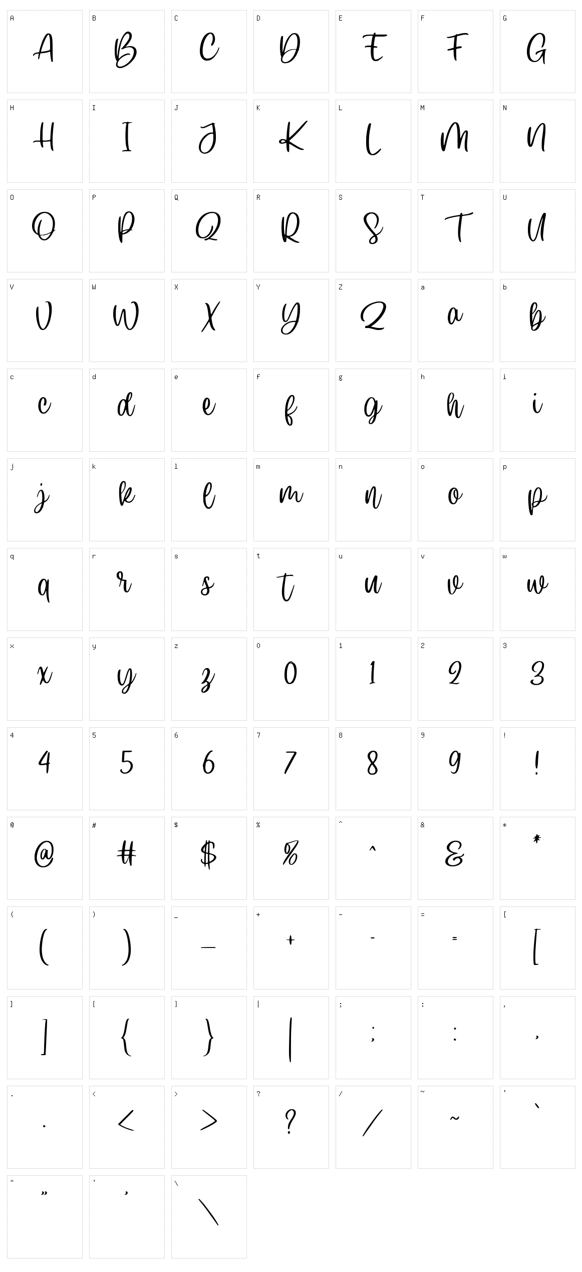 Silkplum Character Set