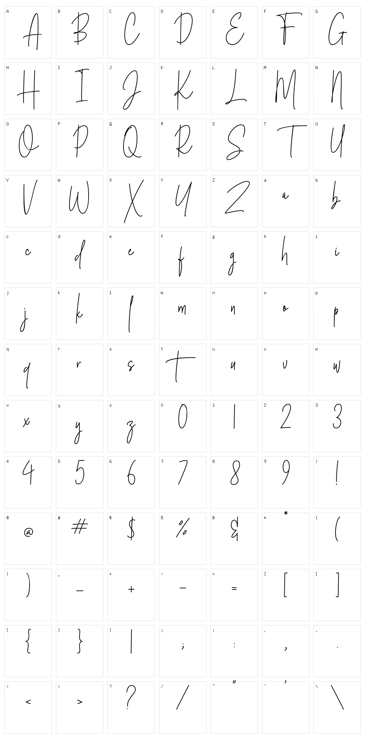 Silver Notes Character Set