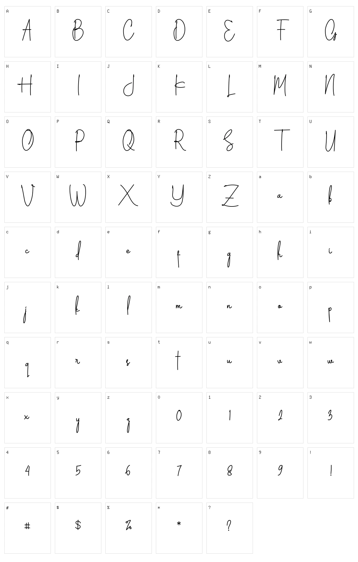 Silverstain Signature Character Set