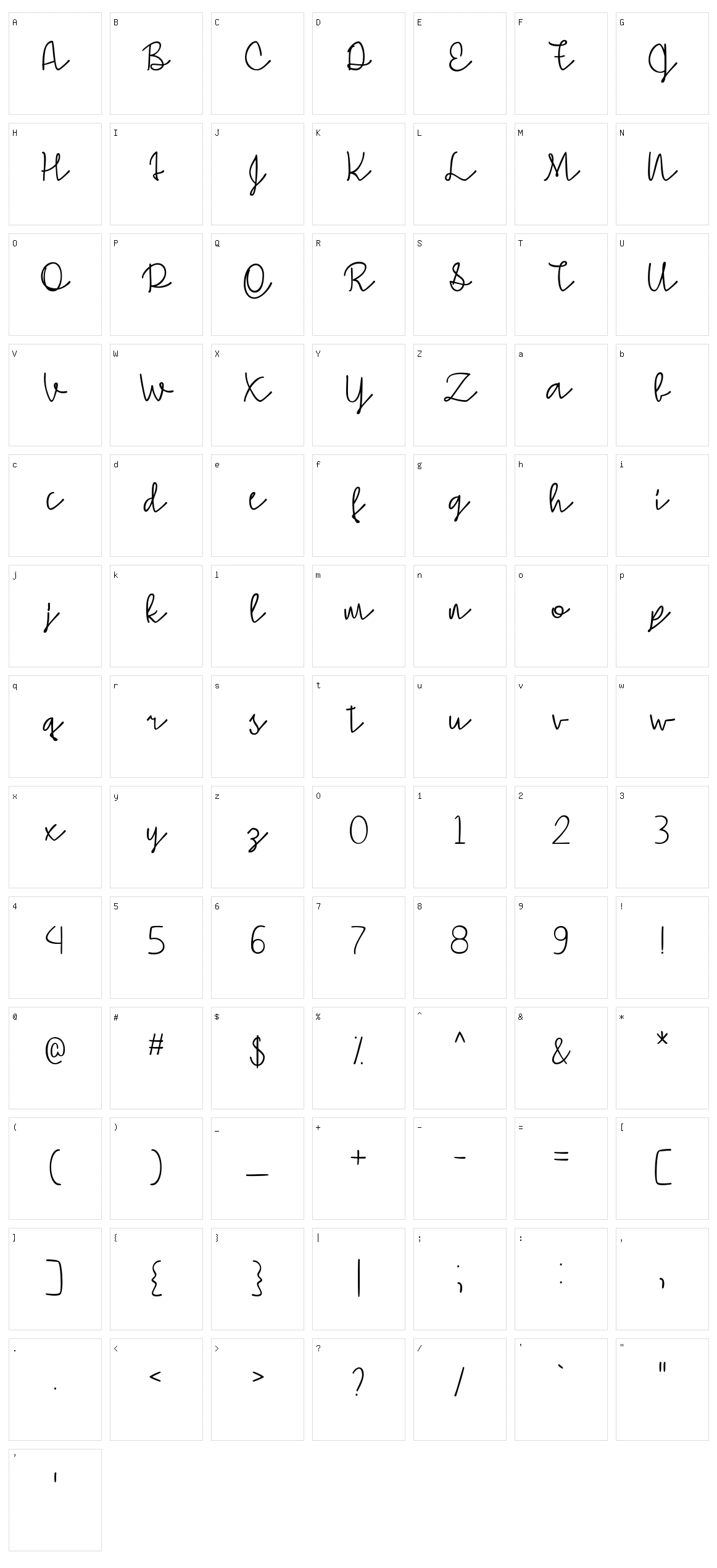 Simple Signature Character Set