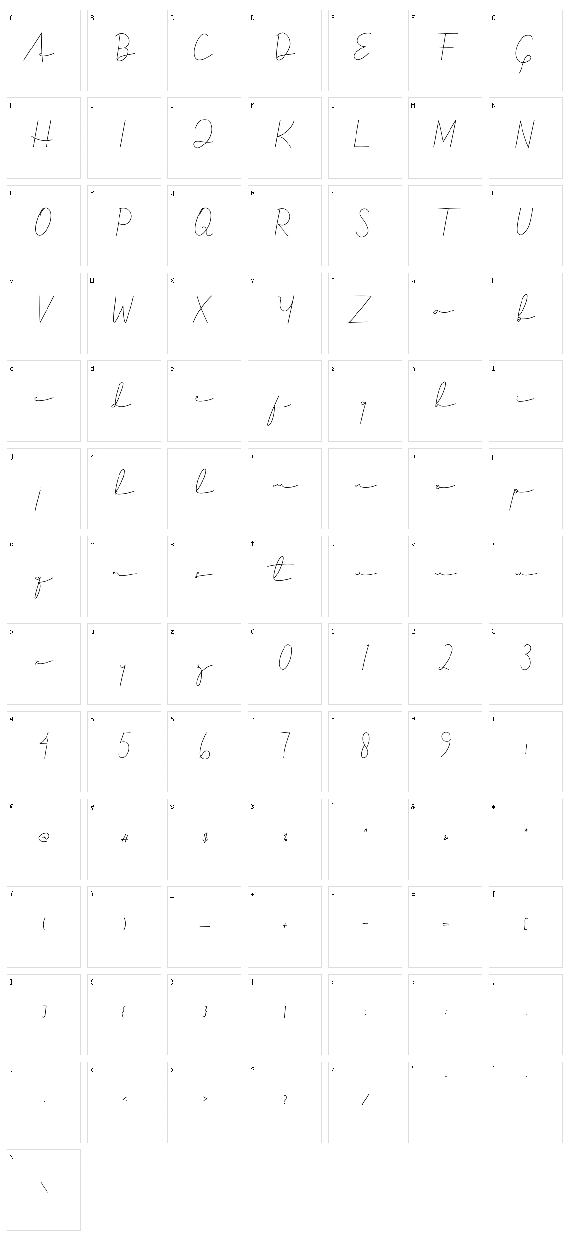 Simple Signature Character Set