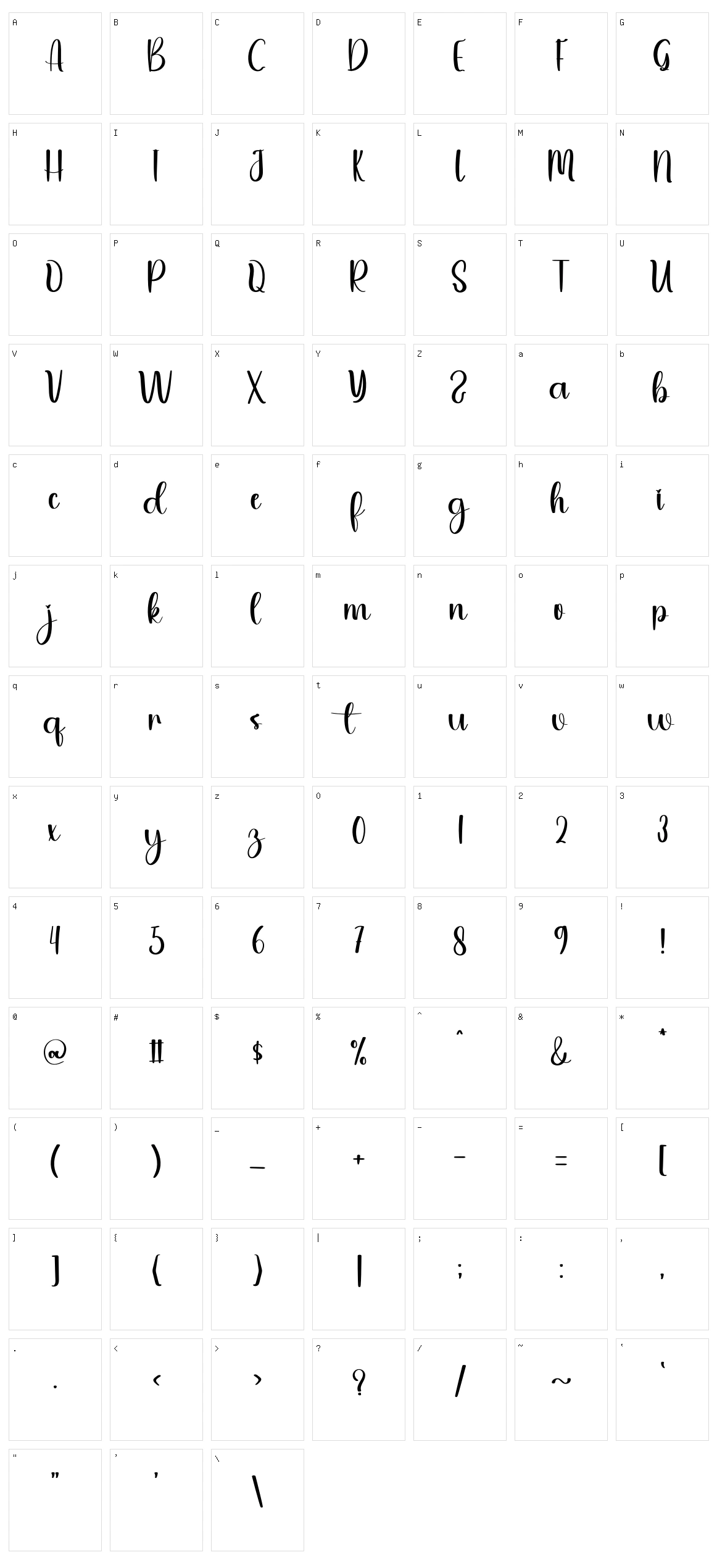 Simple Thich Character Set