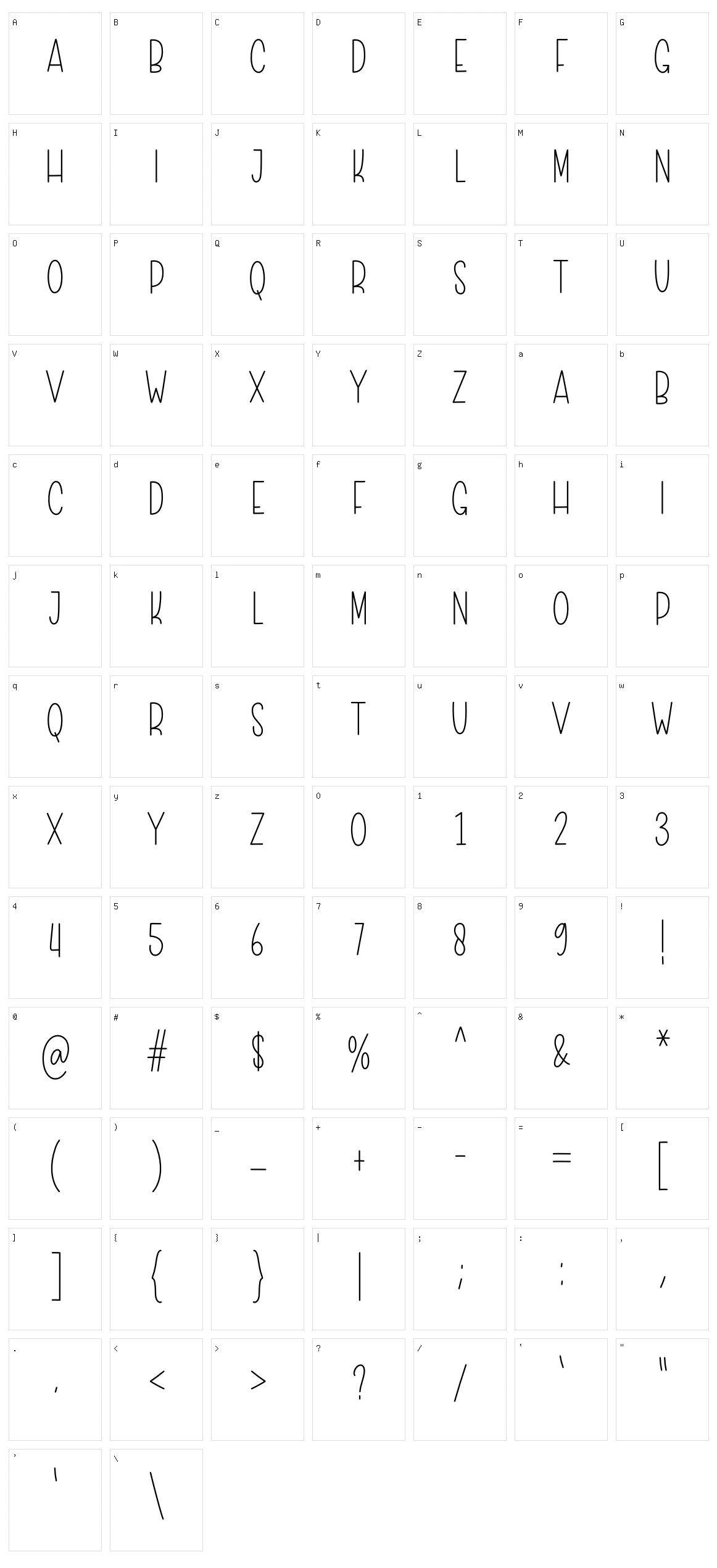 Simple Work Character Set