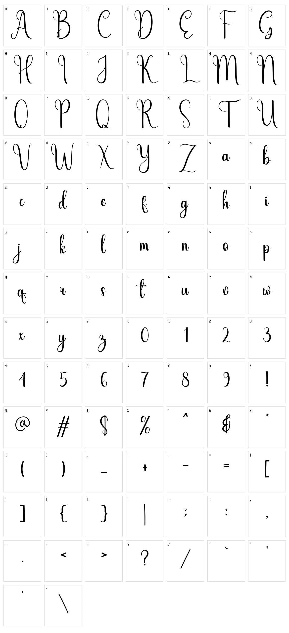 Simple Writing Character Set