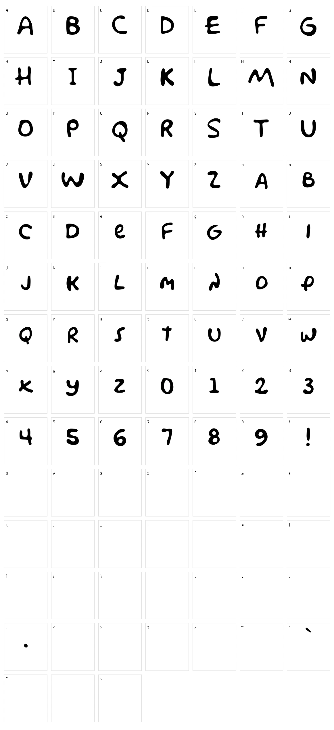 Simpsonfont Character Set