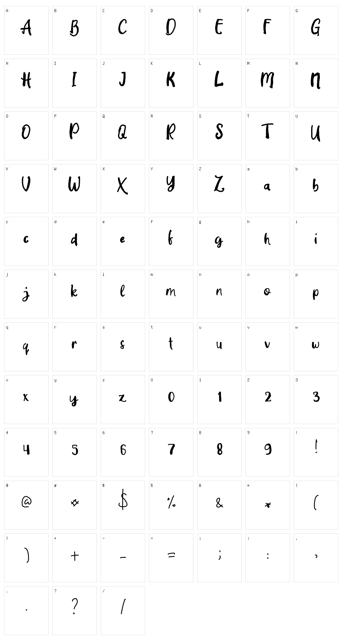 Sinauw Character Set