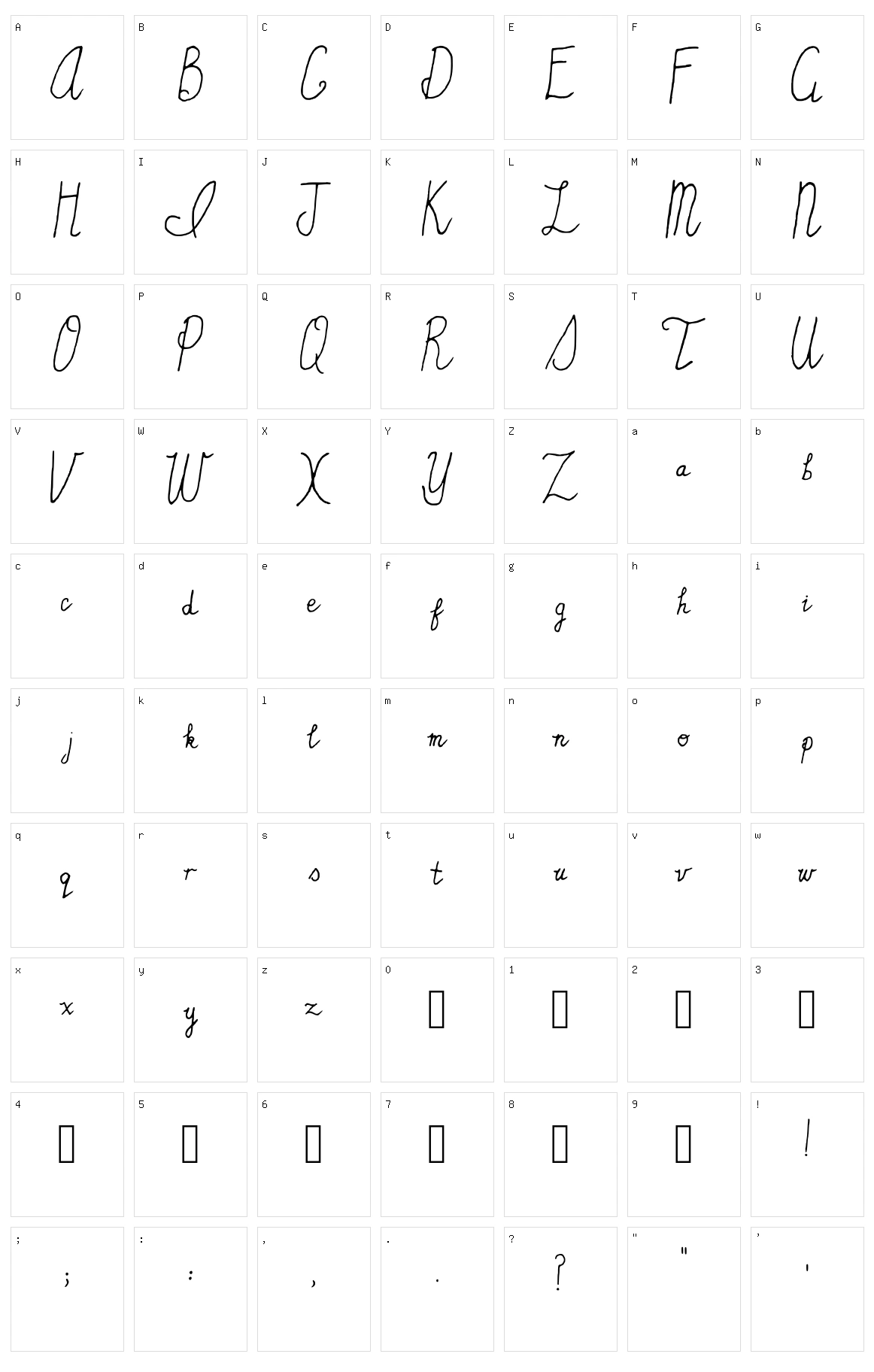 Sincerely Yours Character Set