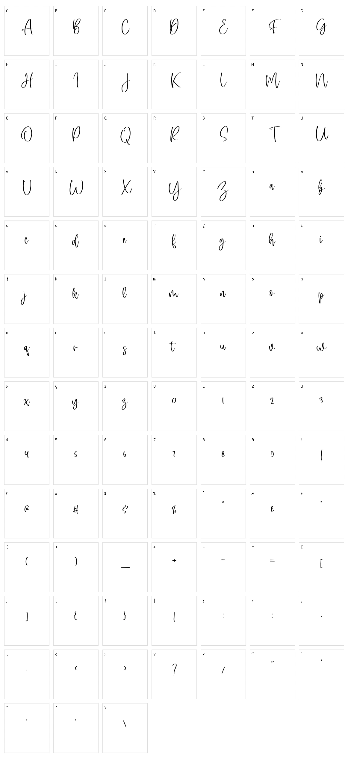 Singaparna Script Character Set