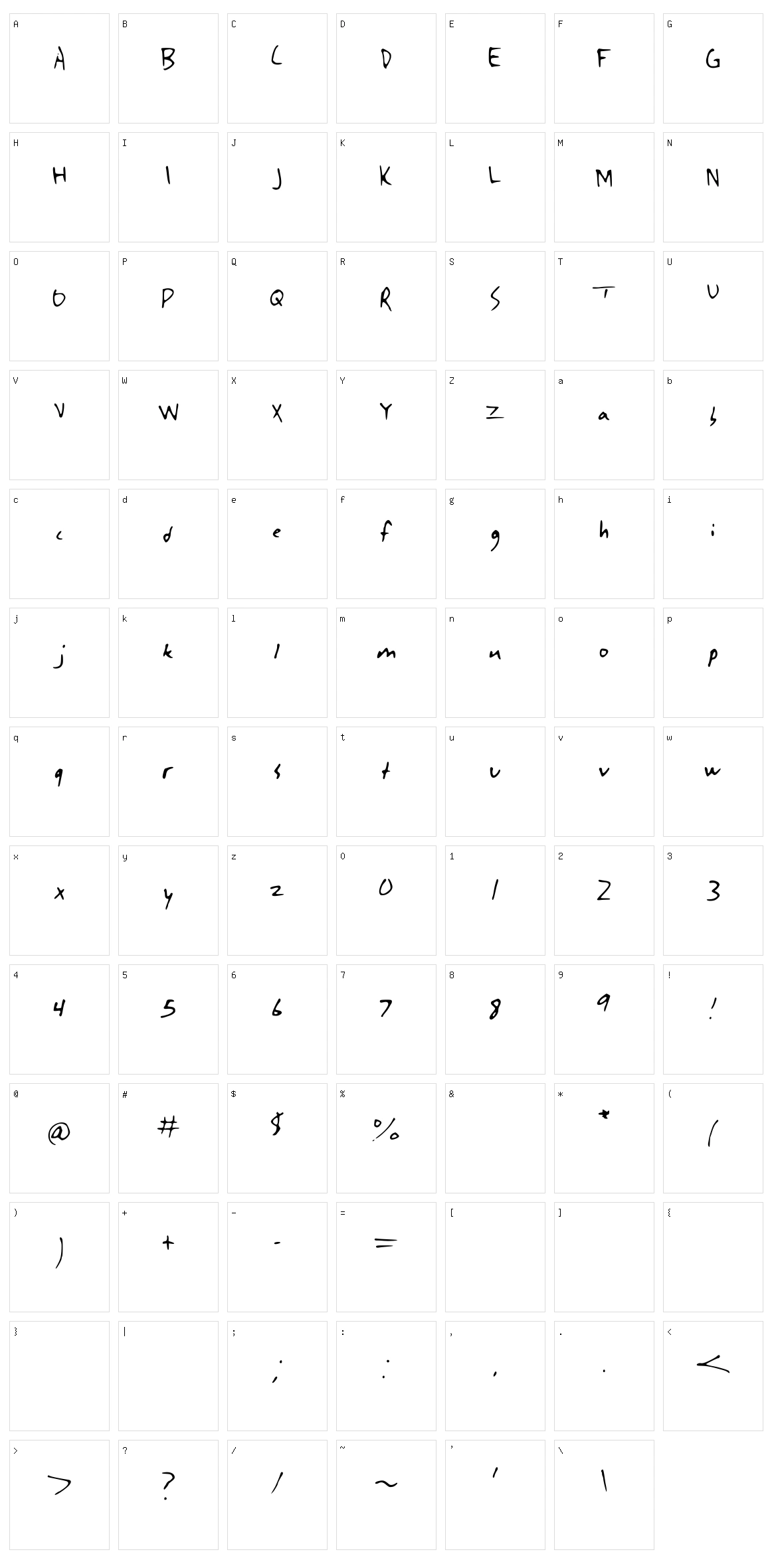 Singularity Character Set
