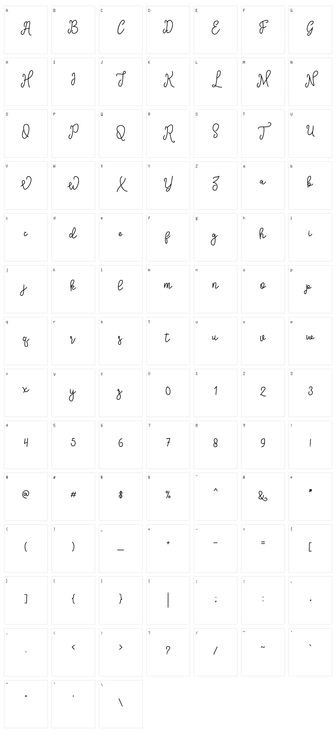 Sinyak Script Character Set