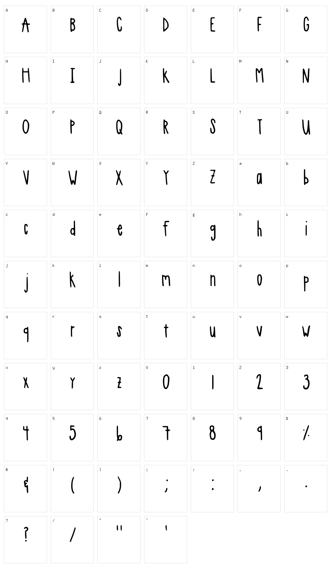 Skinny Character Set