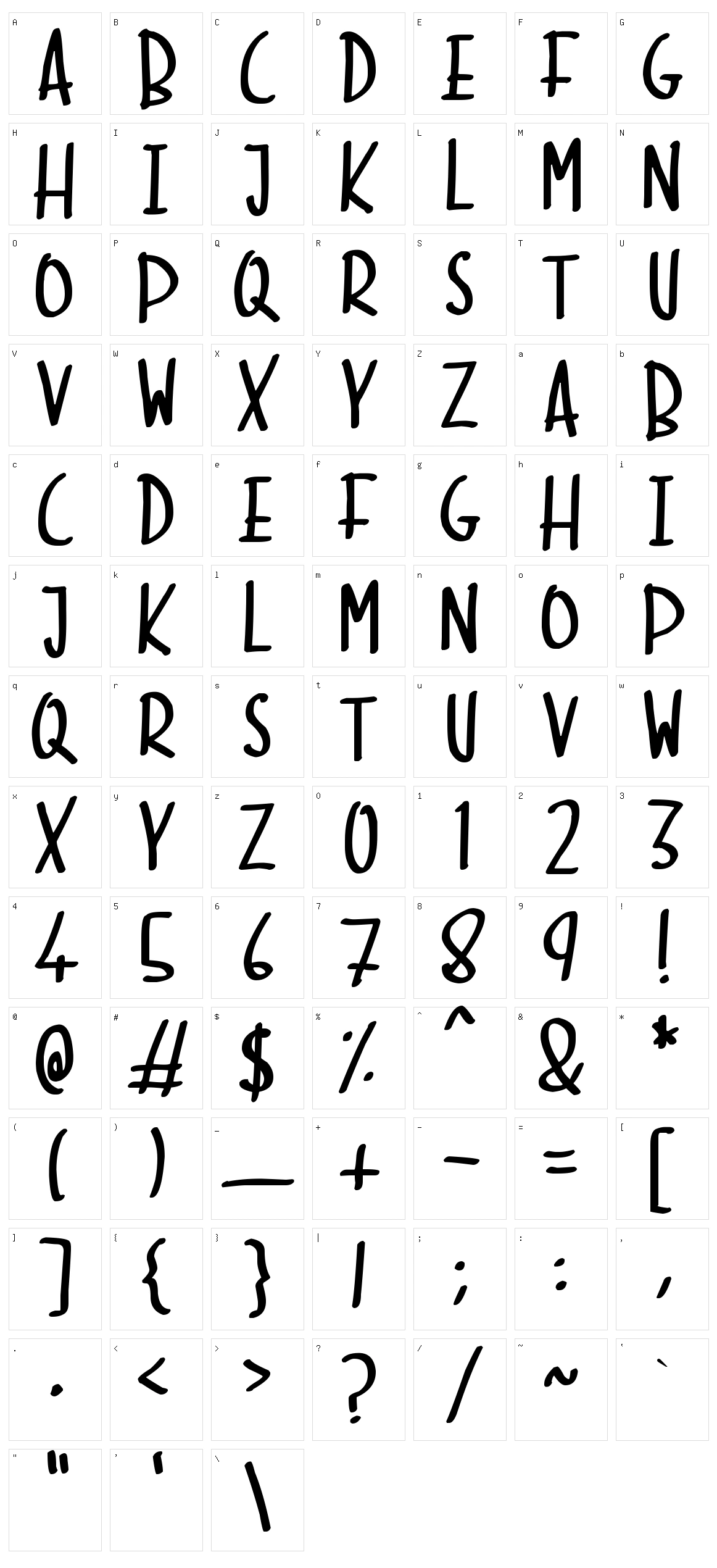 Skinny Marker Character Set