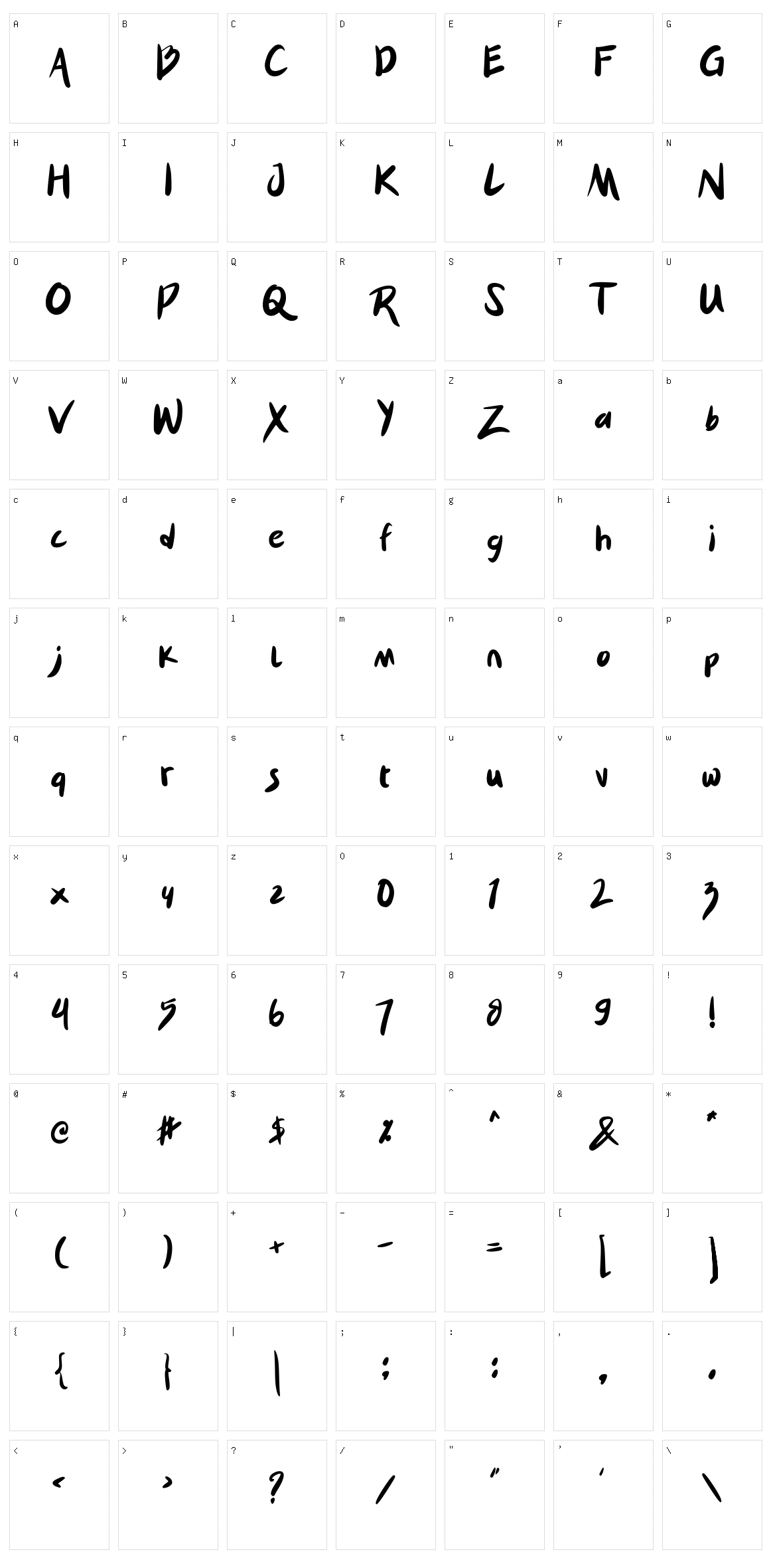 Skytark Character Set