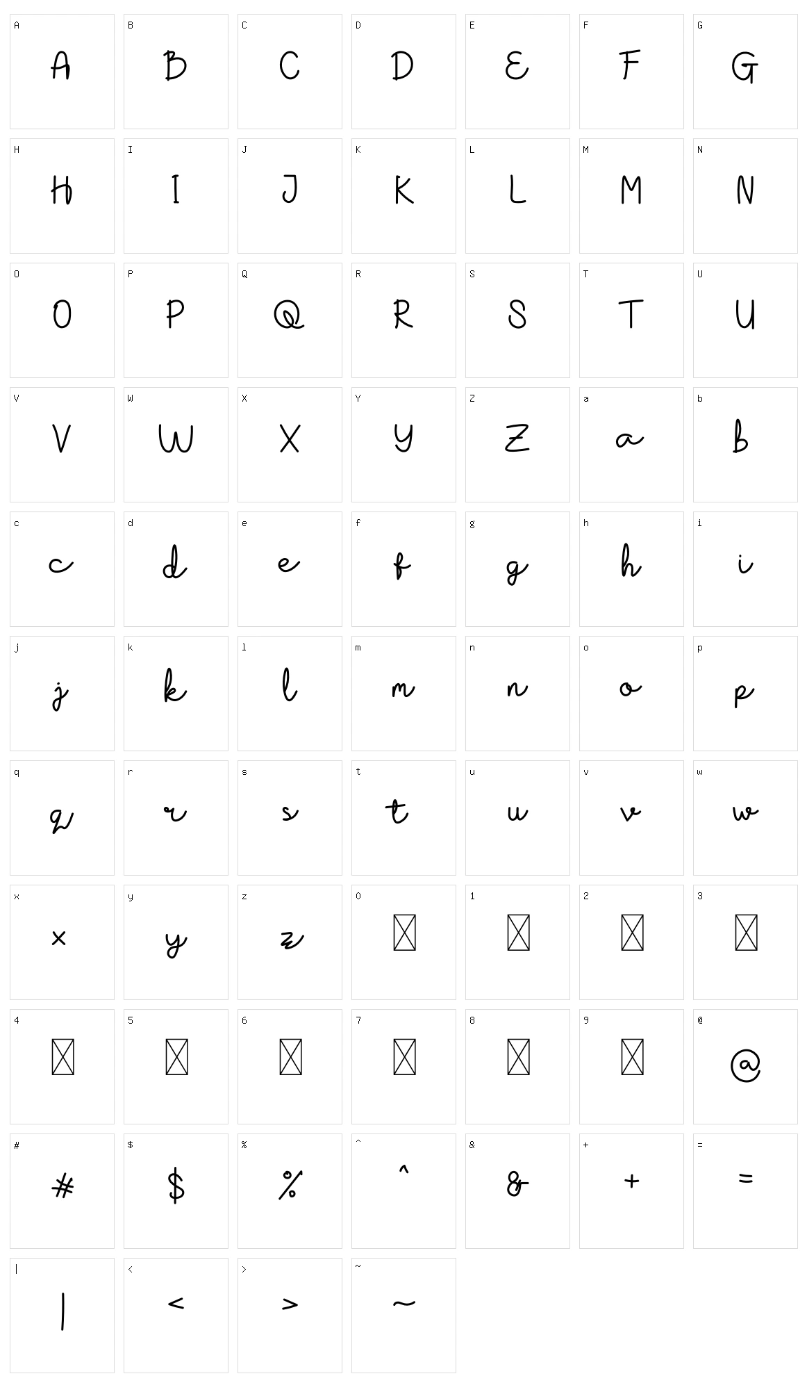 Slab Barrets Script Character Set