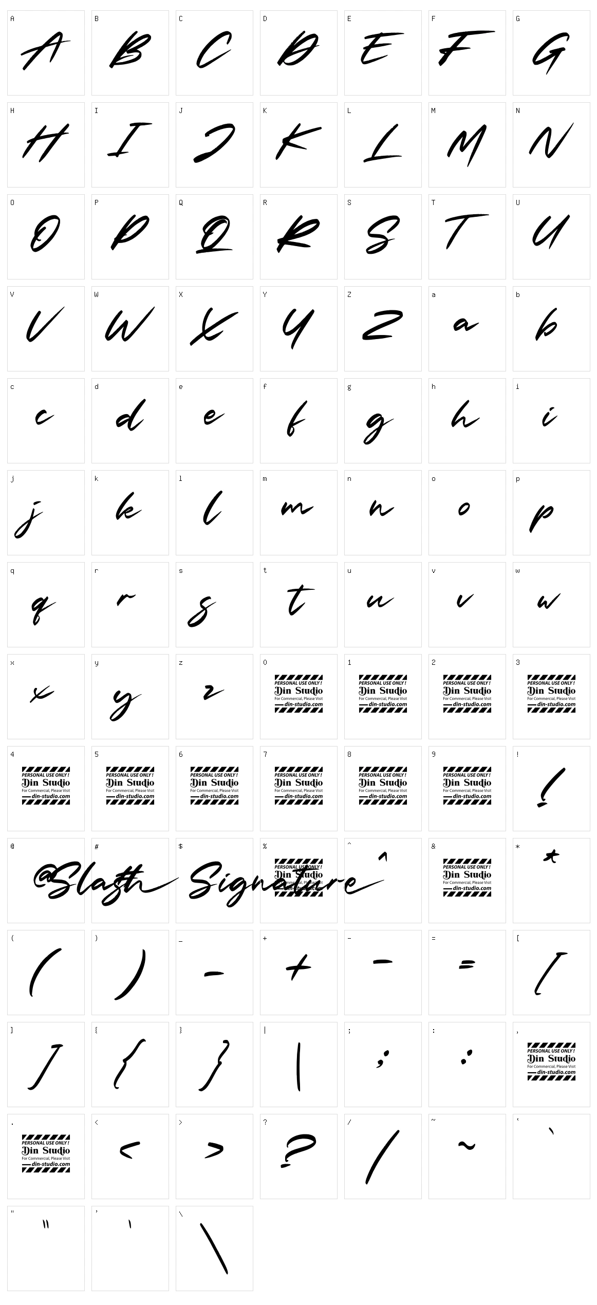 Slash Signature Character Set