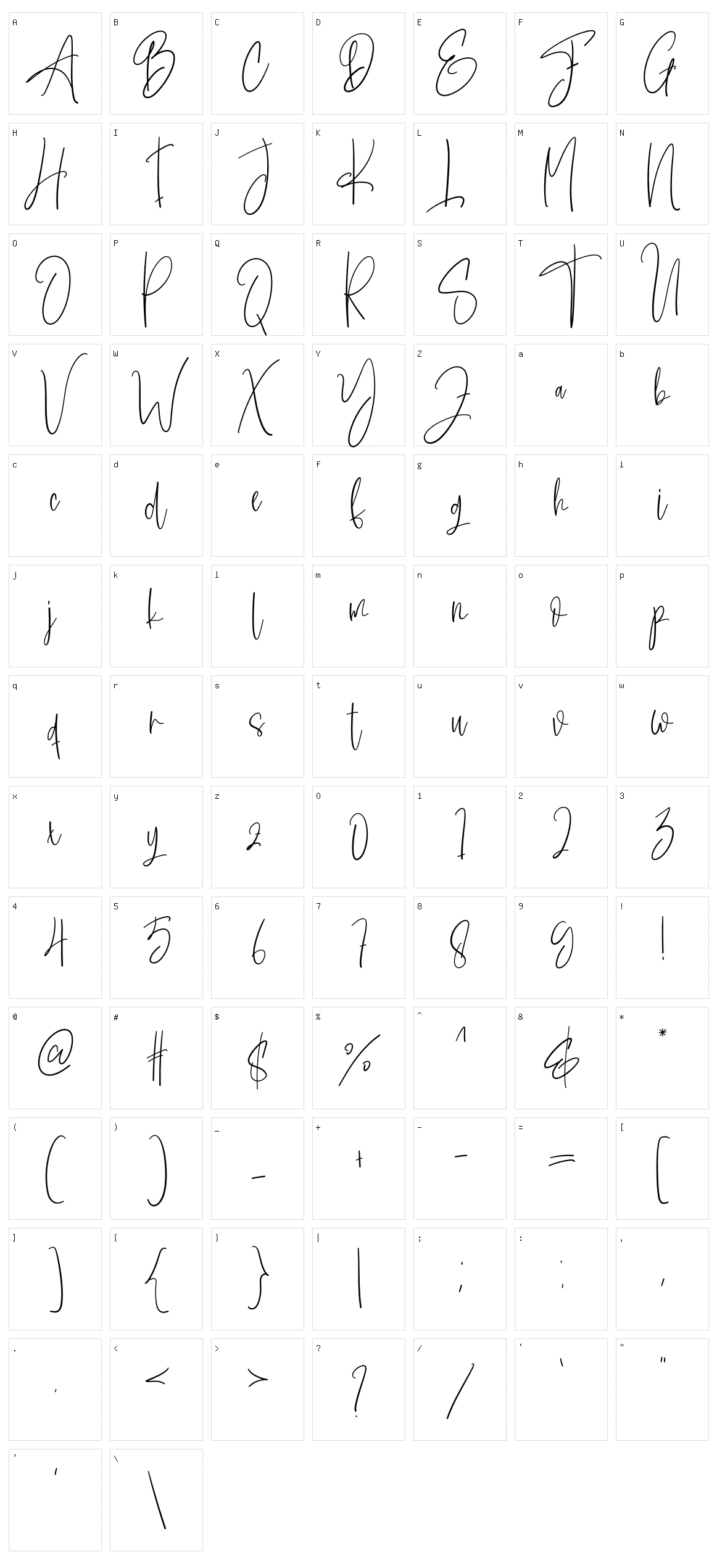 Sligature Character Set