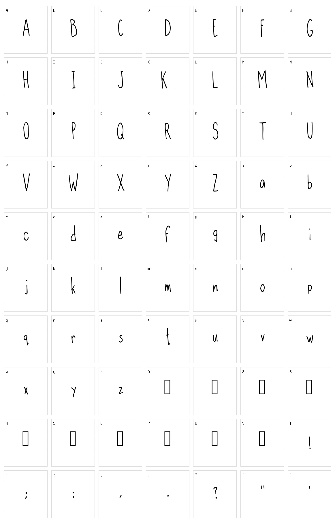 Slim Handwritten Character Set