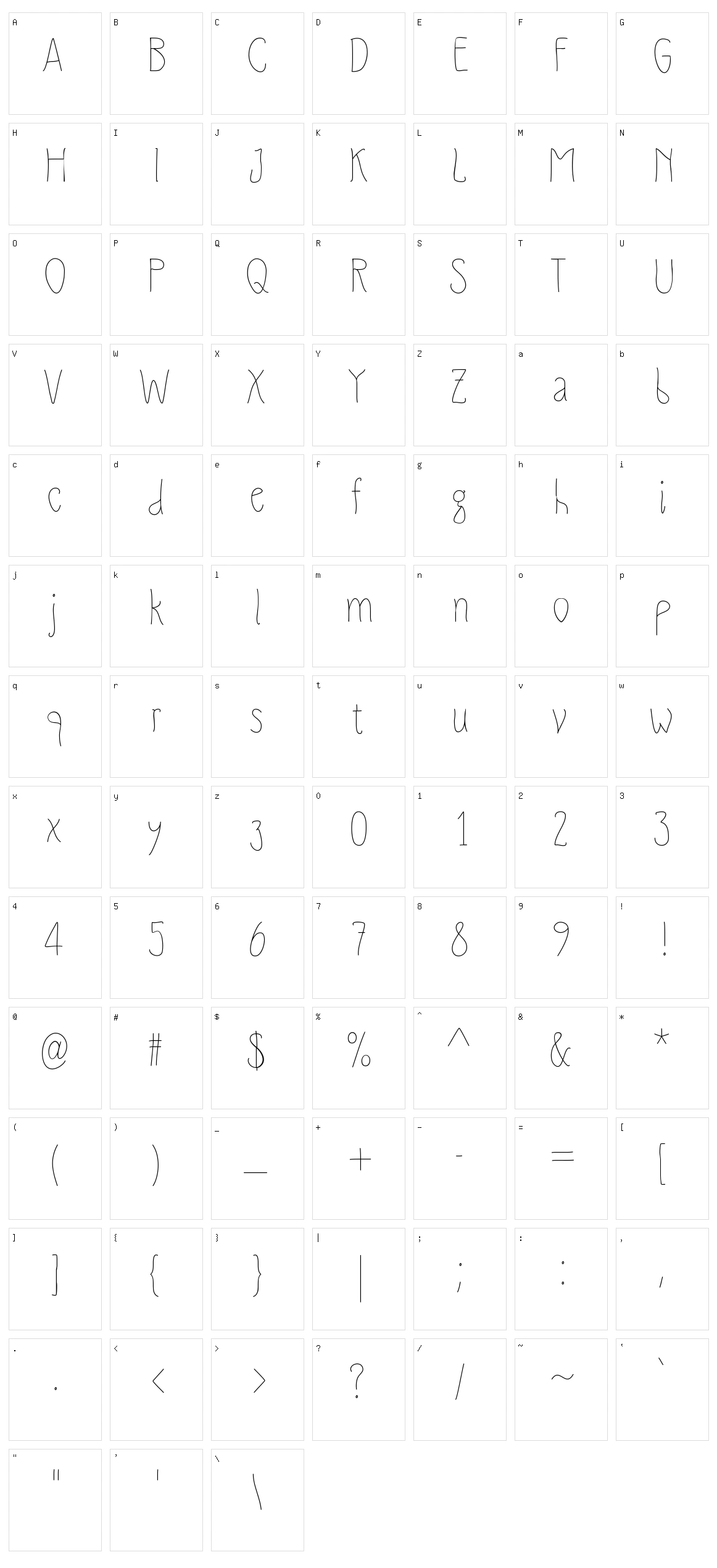 Slimamif Character Set
