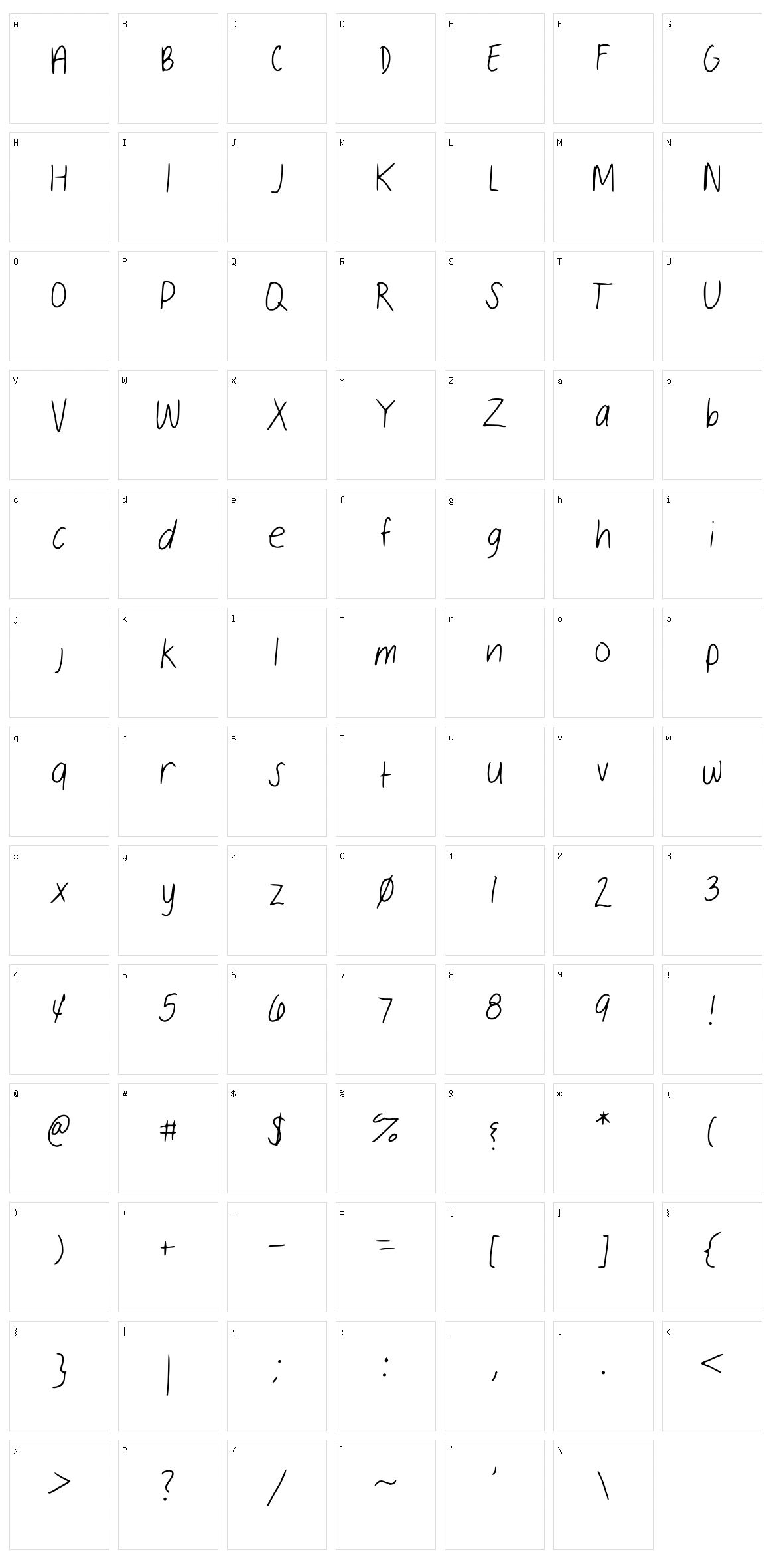 Sloppy Hand Character Set