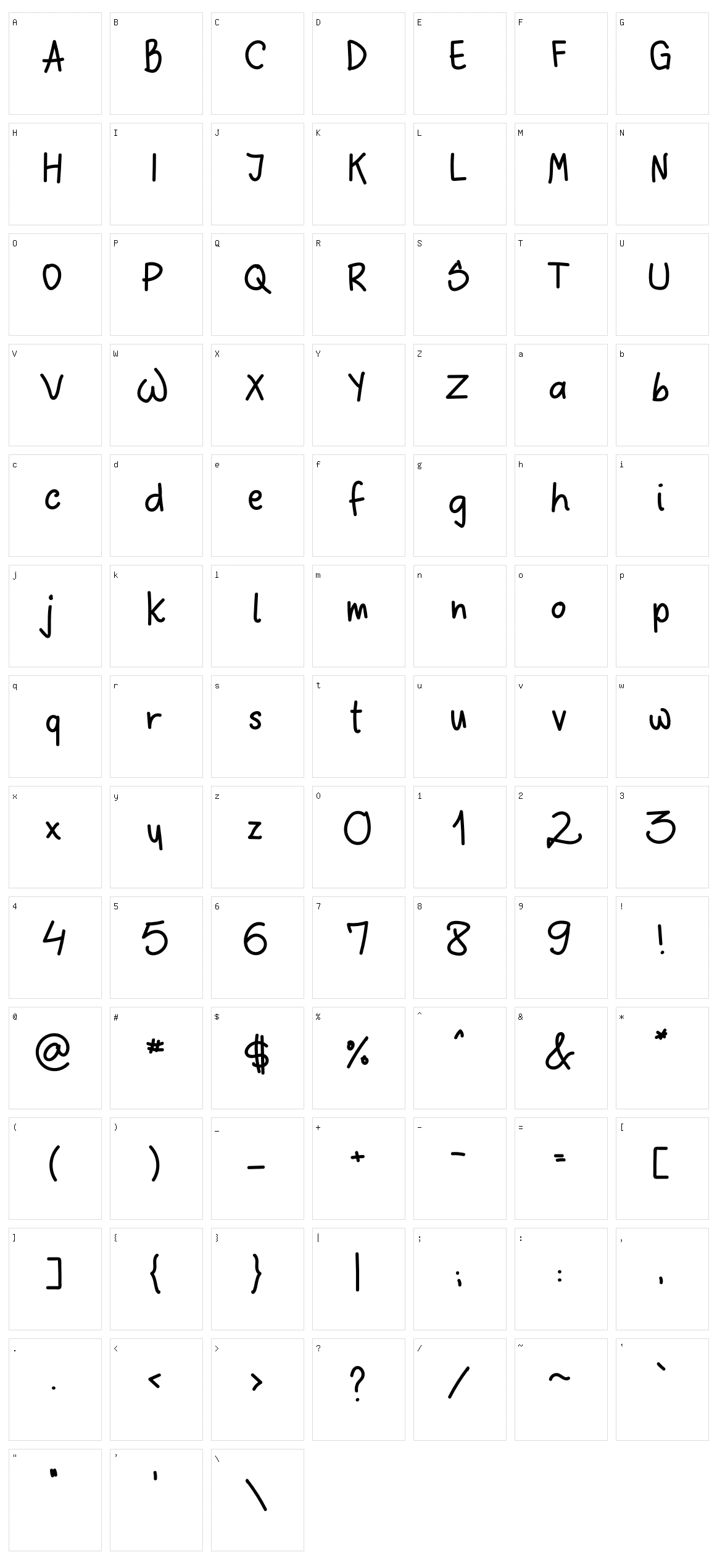 Sloppy Hand Character Set
