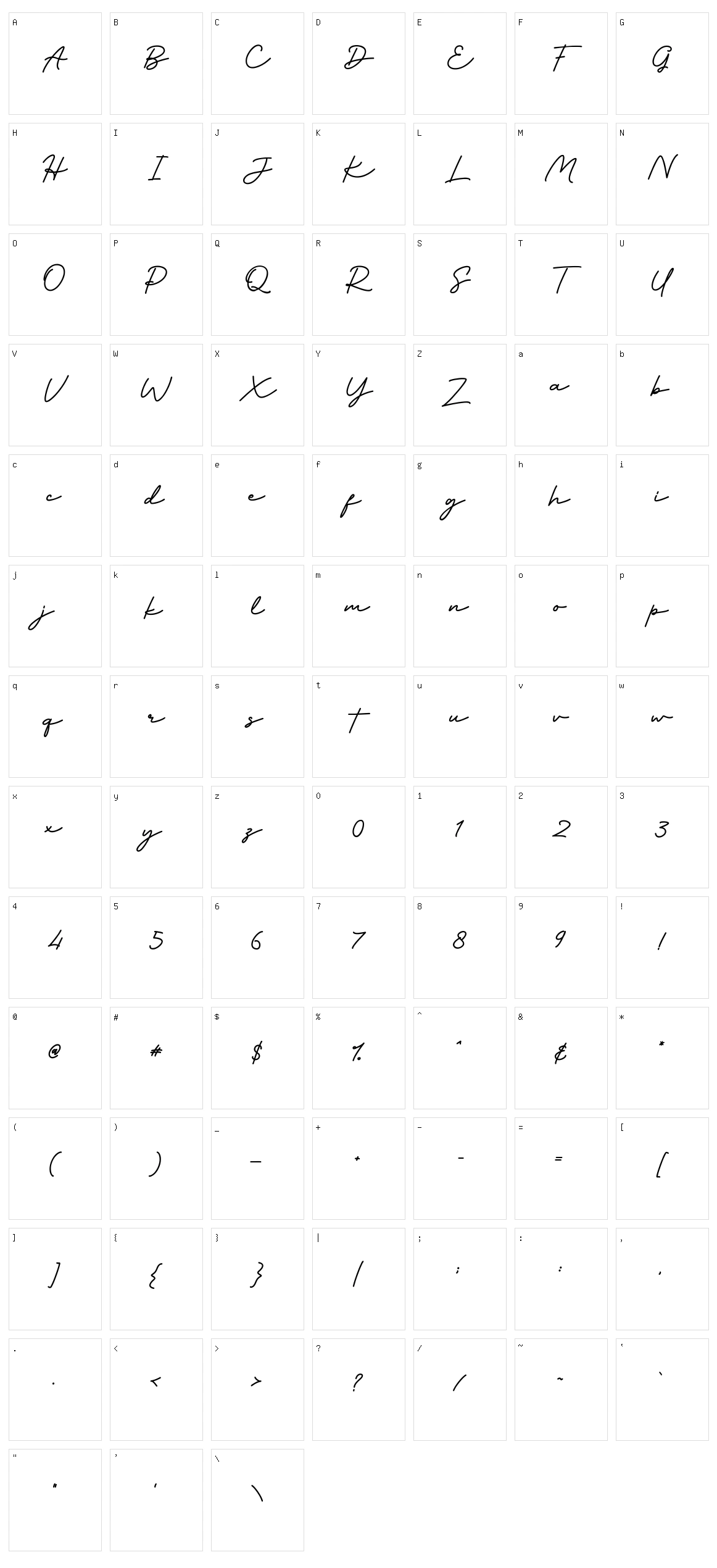 Slowly Signature Character Set