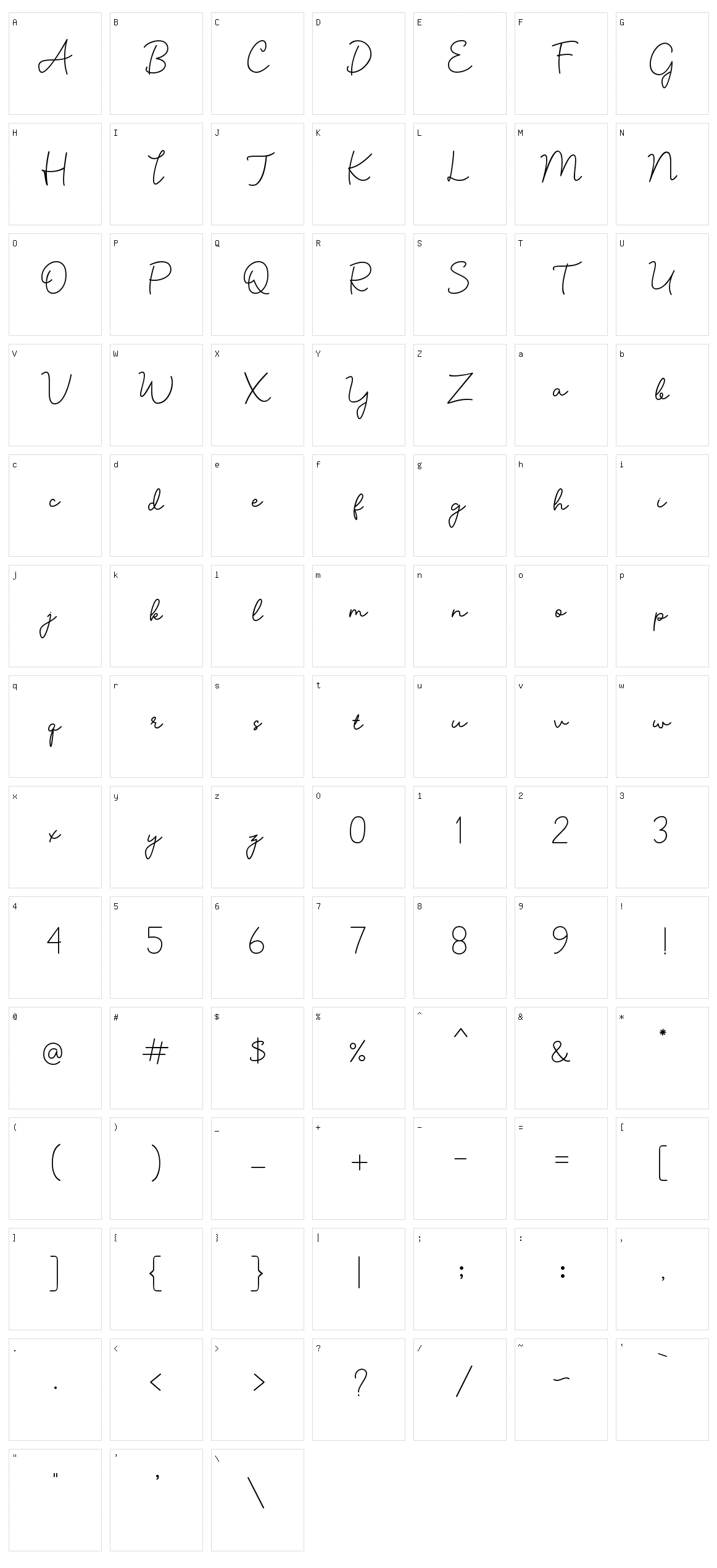 Solfia Character Set