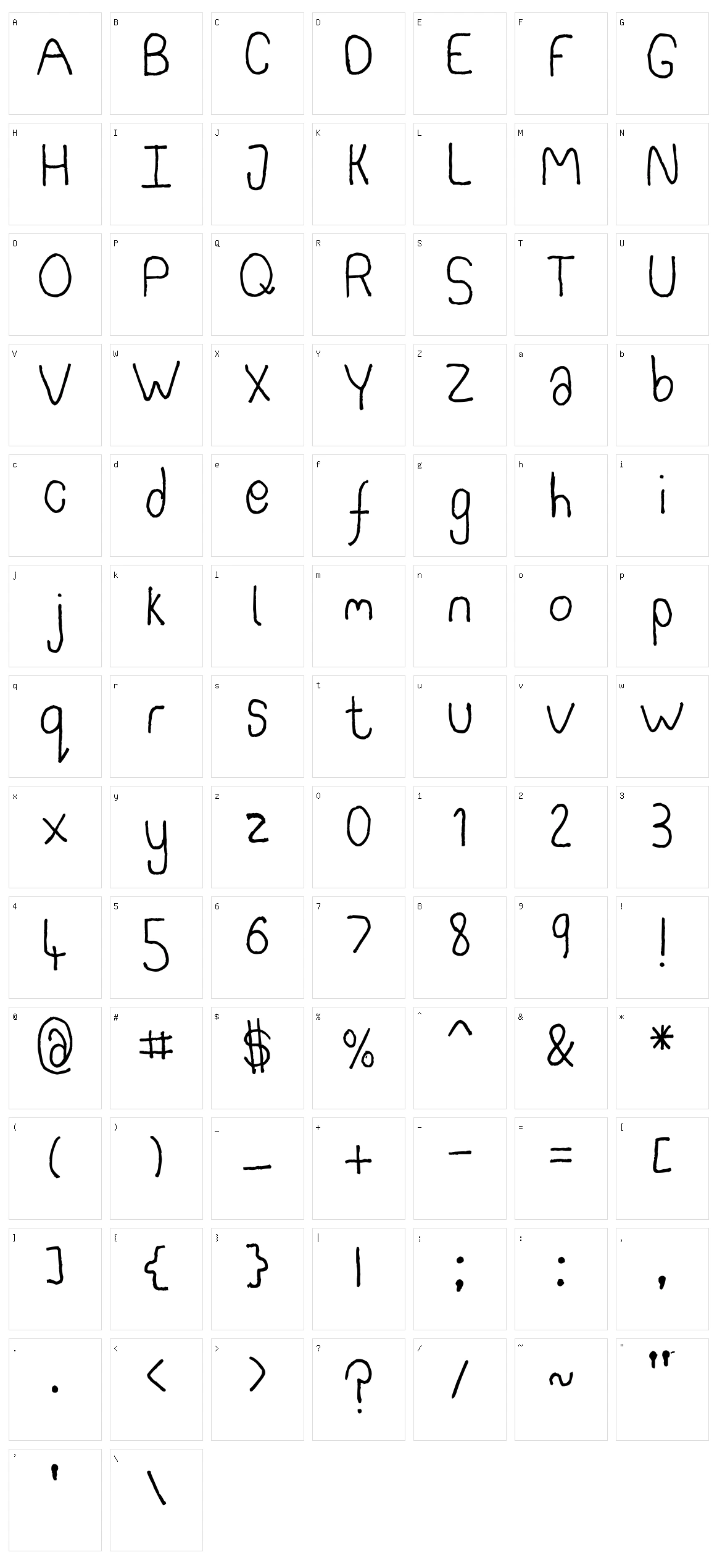 Somebercum Sans Serif Character Set