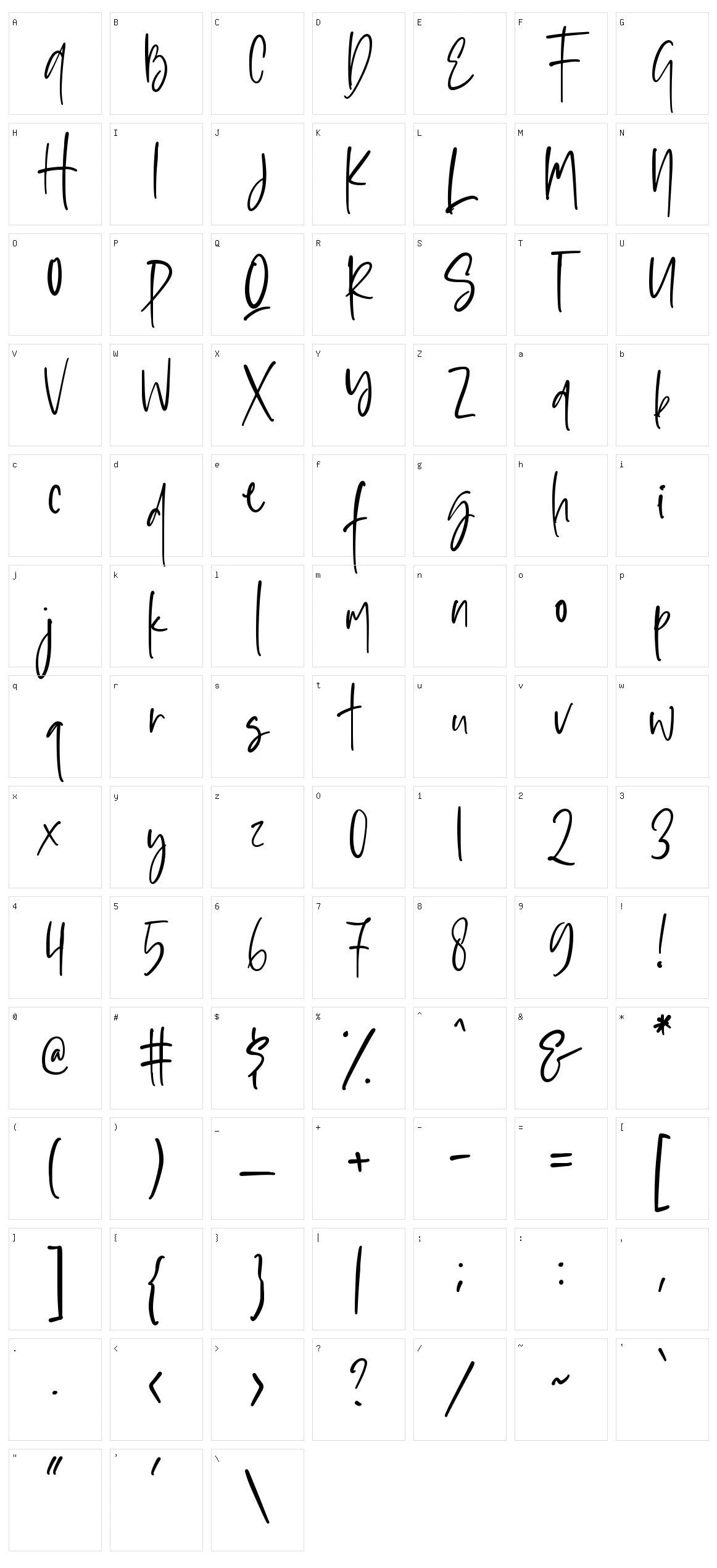 Sophisticated Signature Character Set