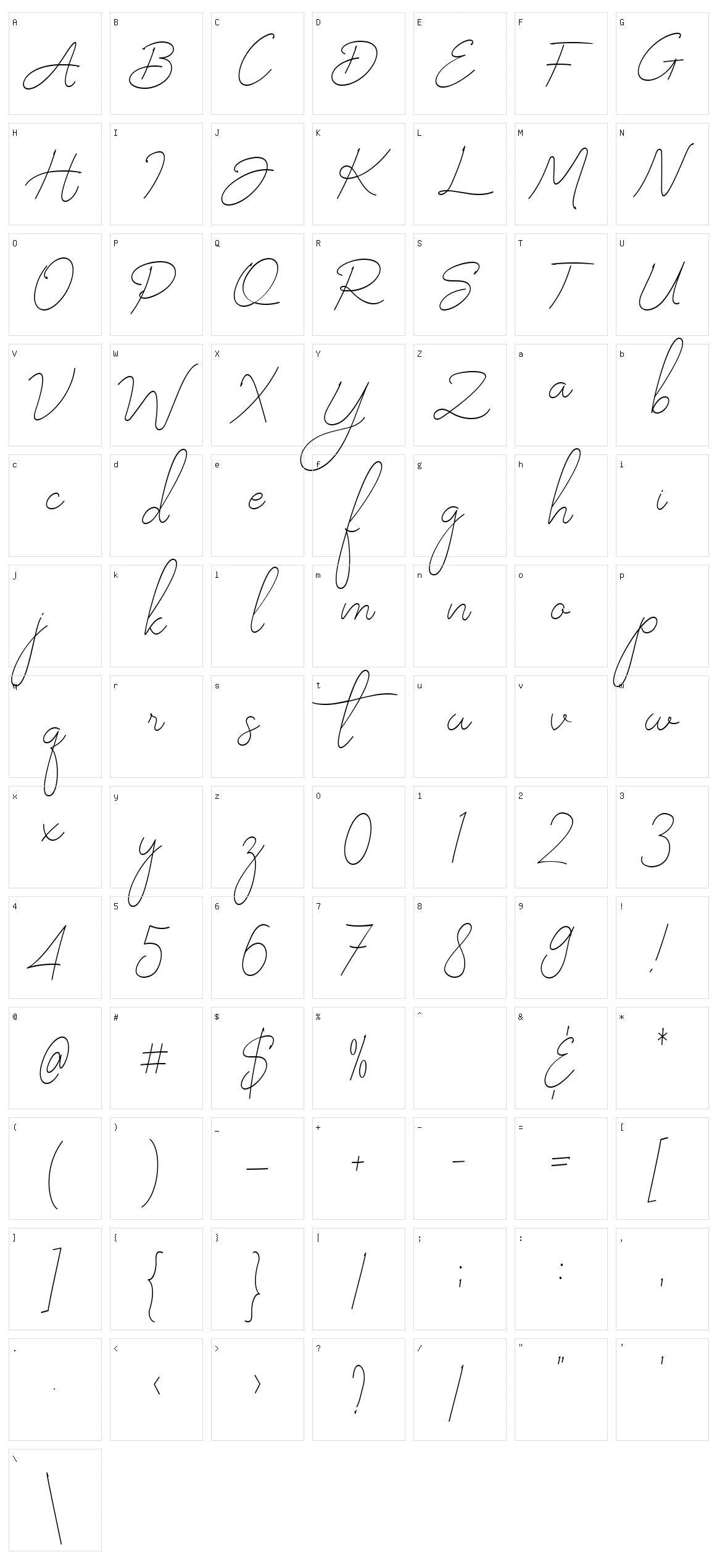 Sparkling Moscow Script Character Set