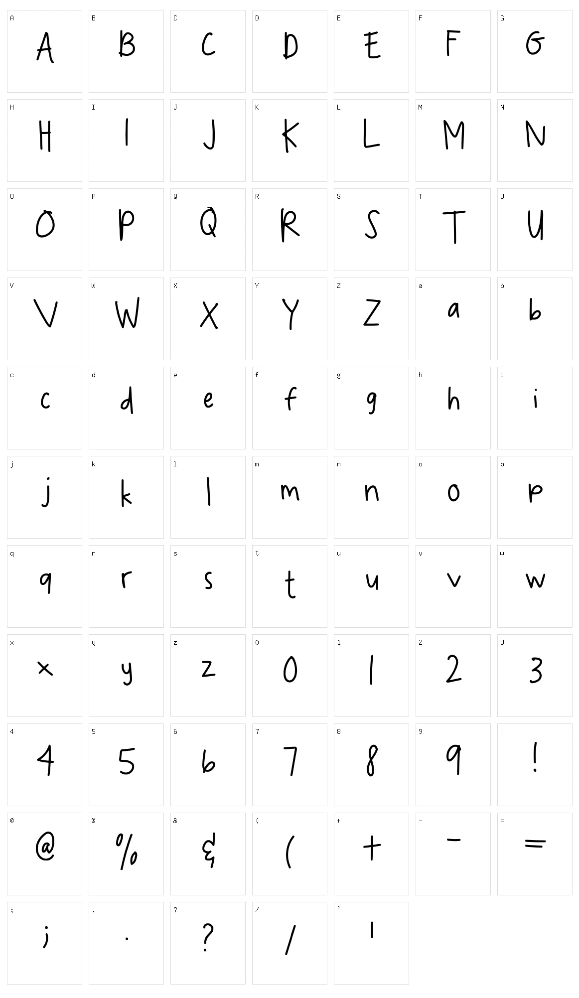 Spookydeee Handwriting Character Set