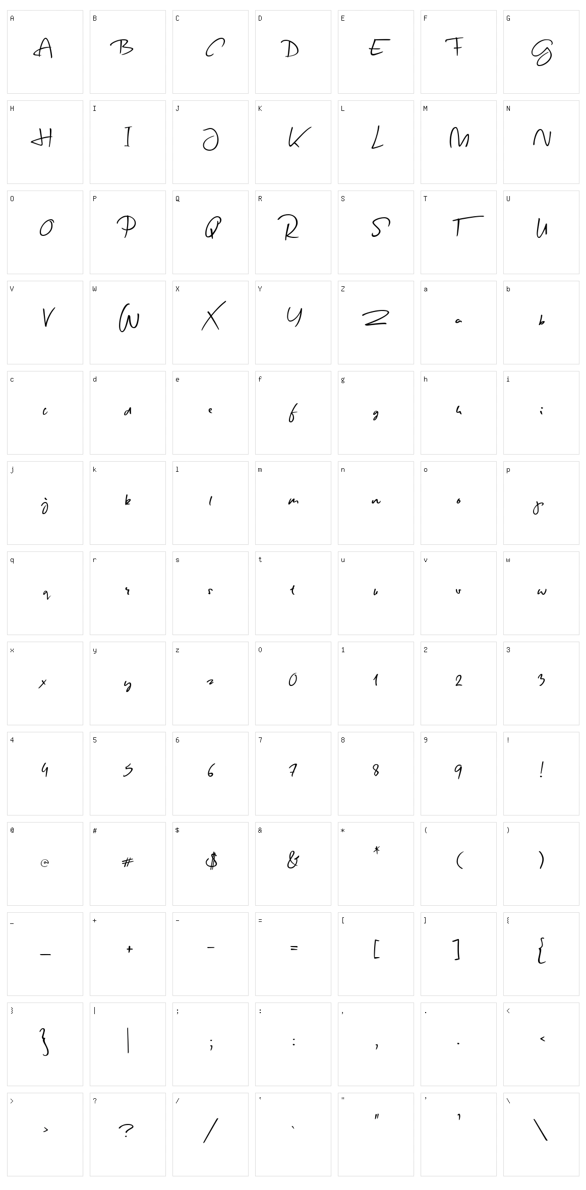 Spring Script Character Set