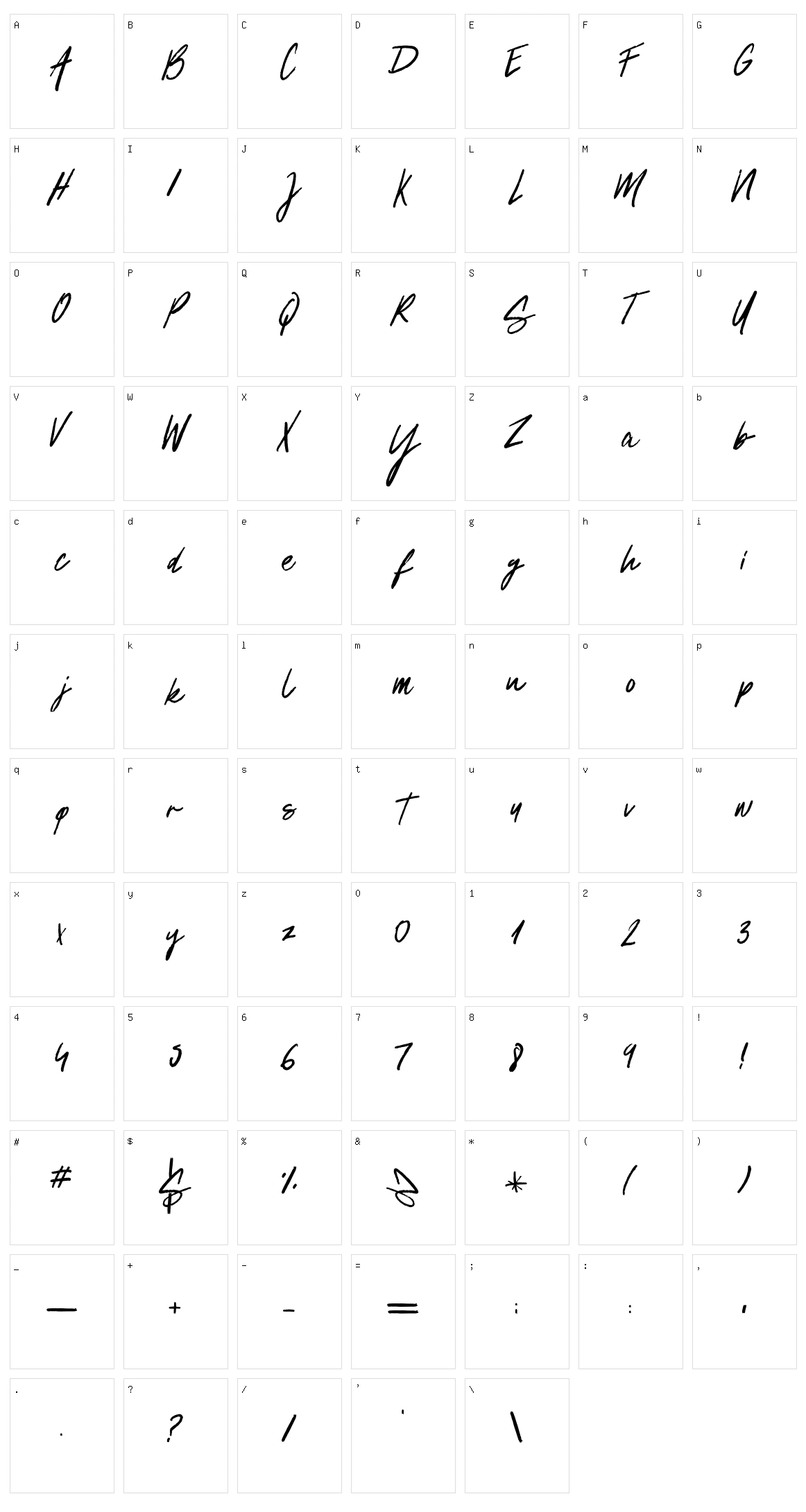 Springs Character Set