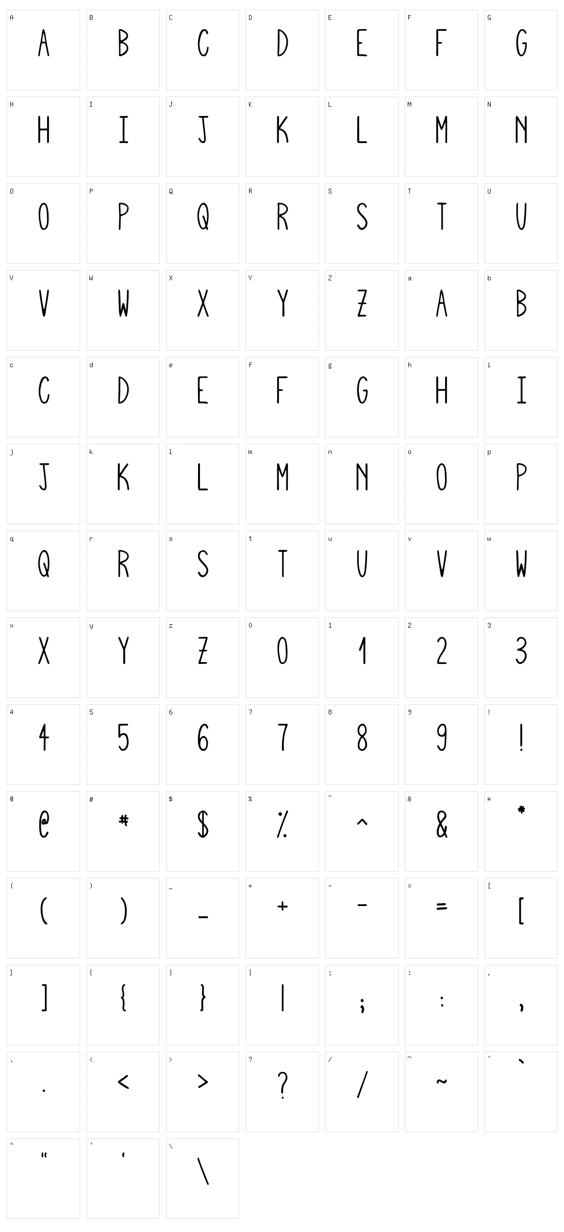 Squiggly Asta Character Set