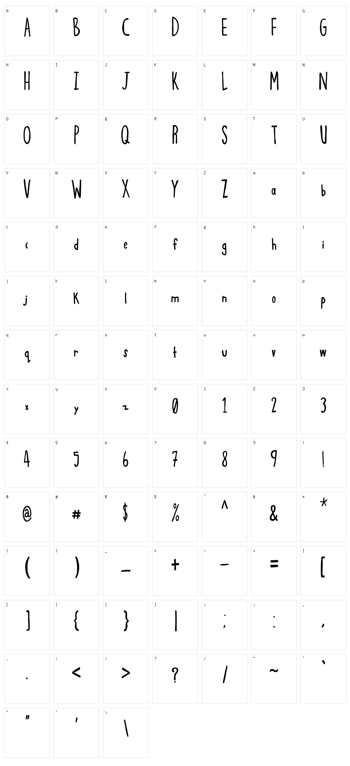 Sqwoze Character Set
