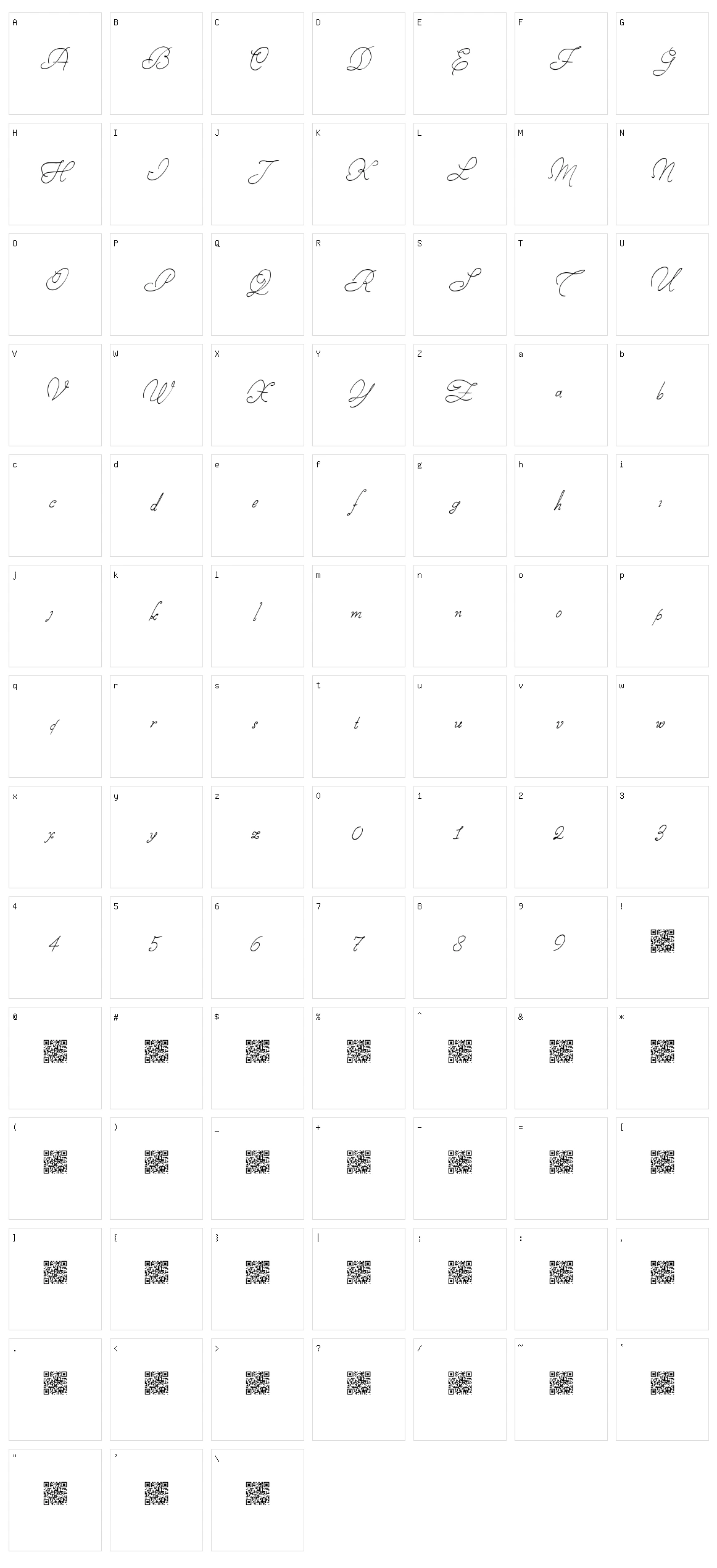 Stamped Envelopes Character Set